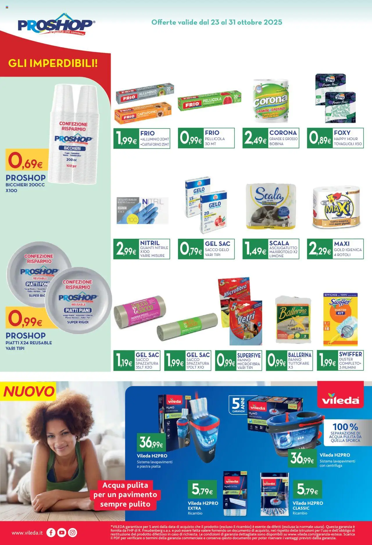 Volantino Proshop del 23.10.2025 | Pagina: 4 | Prodotti: Panno microfibra, Centrifuga, Pavimento, Acqua