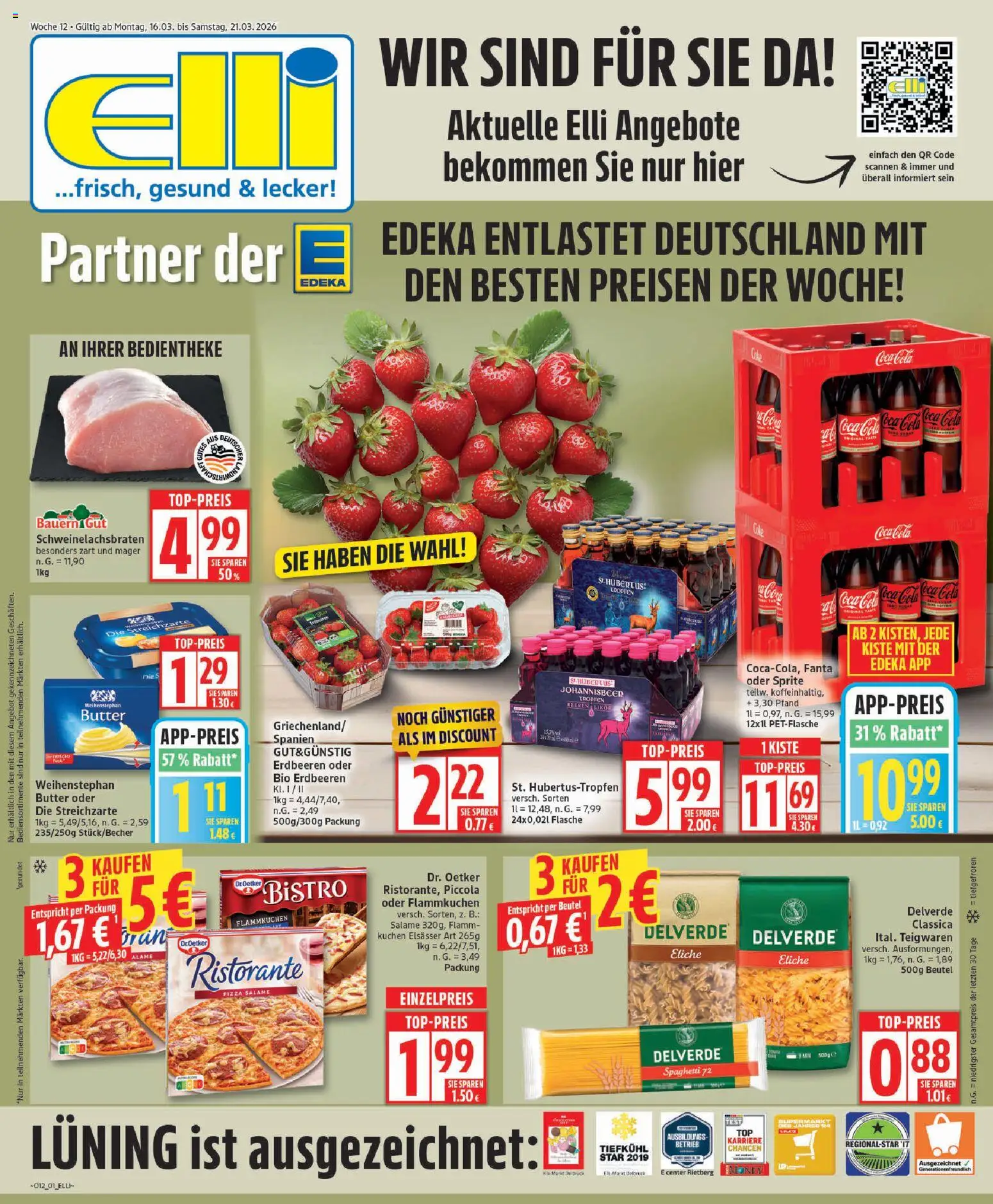Elli Markt Prospekt Schloß Holte – gültig ab 16.03.2026 | Seite: 1 | Produkte: Ristorante, Coca cola, Cola, Pizza