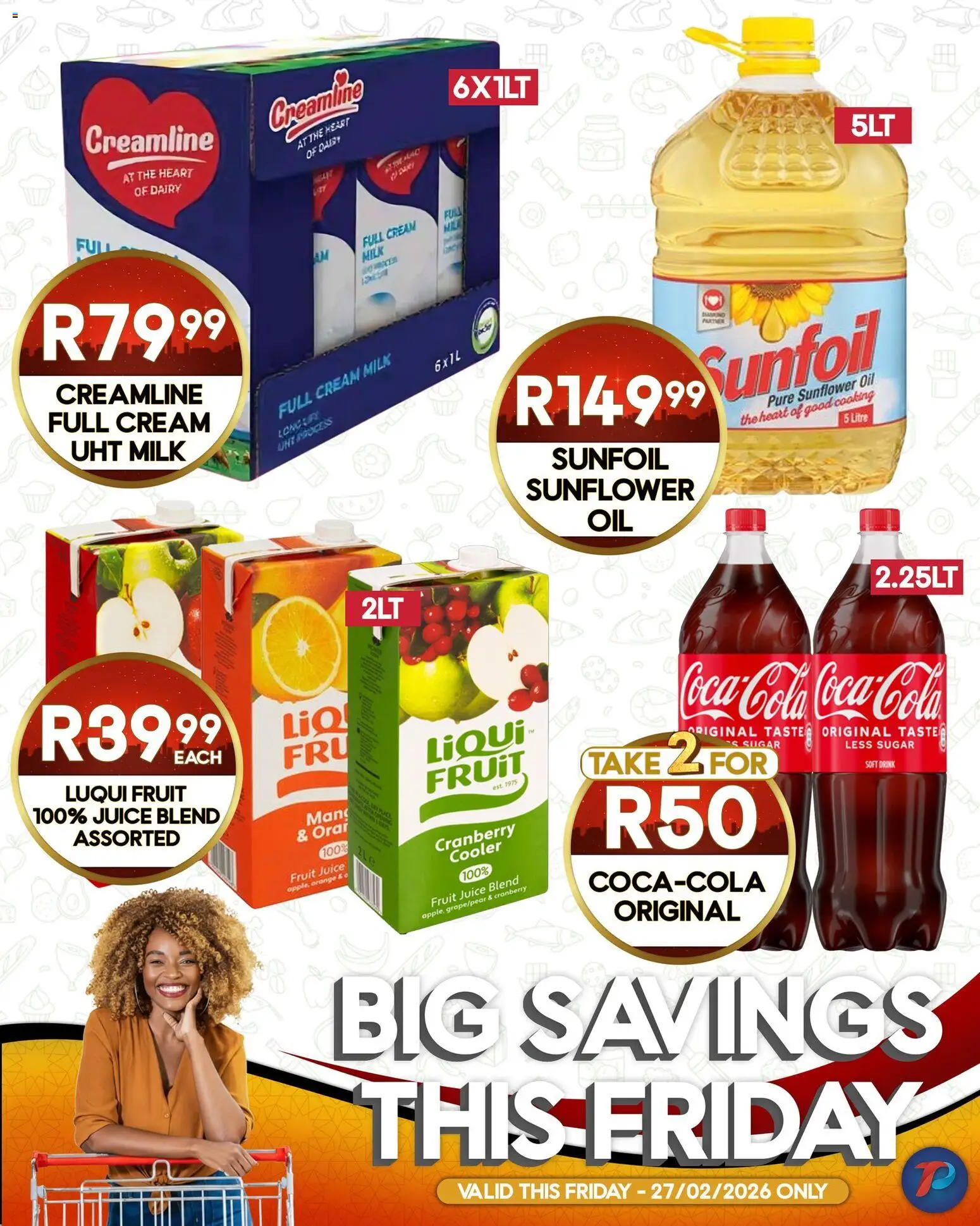 New Take n Pay catalogue – valid from 27.02.2026 | Page: 4 | Products: Milk, Oil, Fruit, Sugar