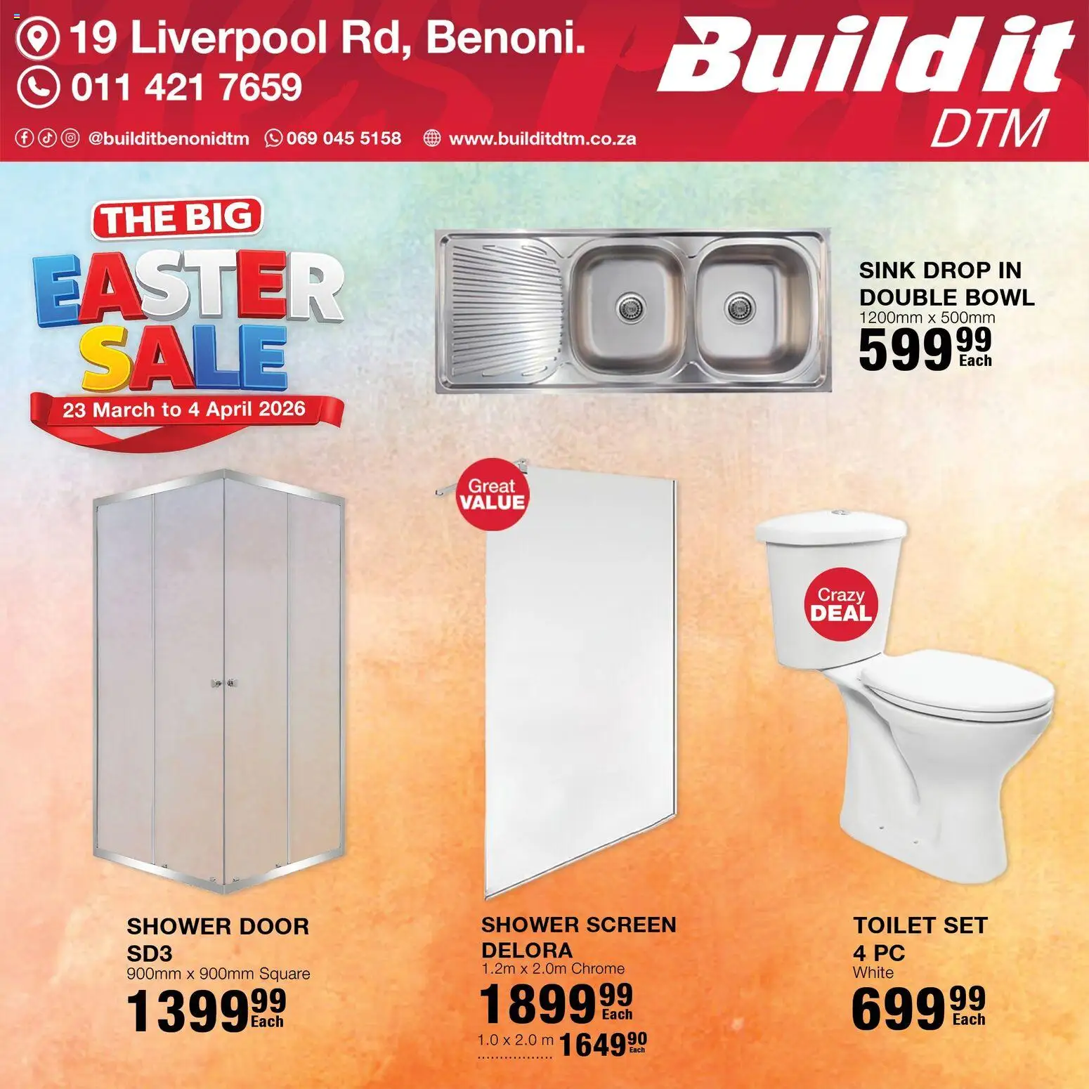 New Build It catalogue – valid from 23.03.2026 | Page: 4 | Products: Bowl, Toilet, Shower, Sink