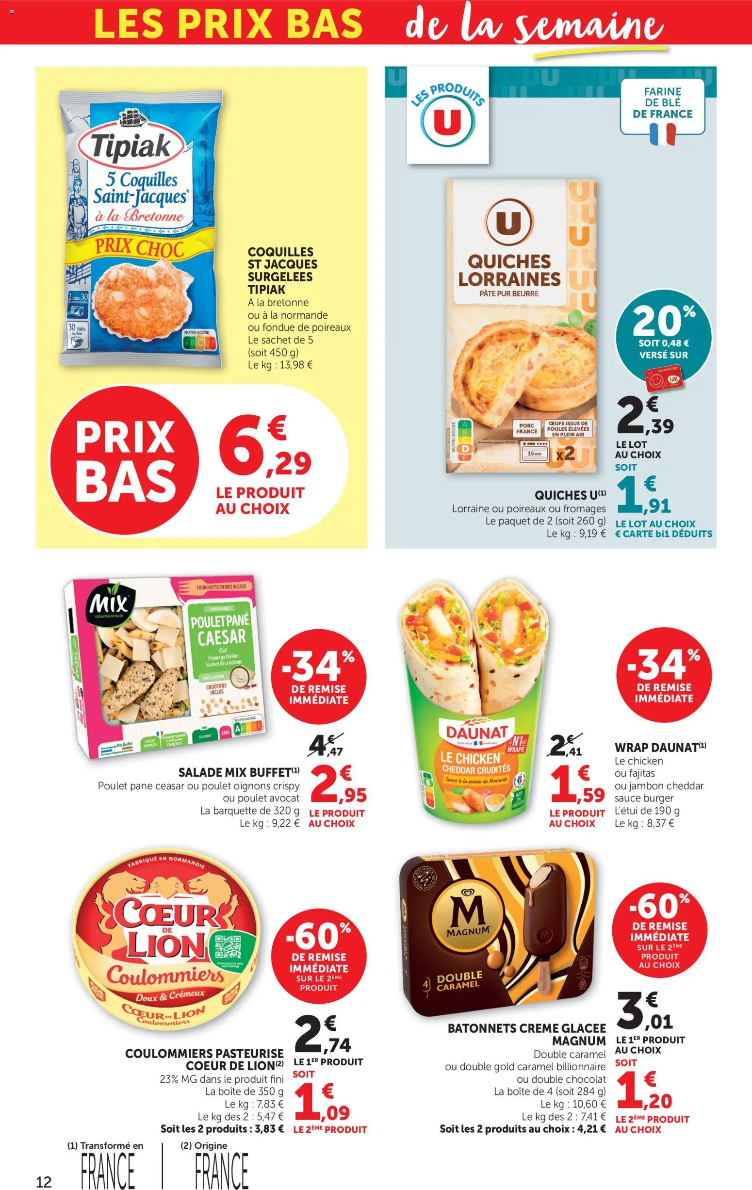 {H1} | Page: 12 | Produits: Farine, Œufs, Chocolat, Cheddar