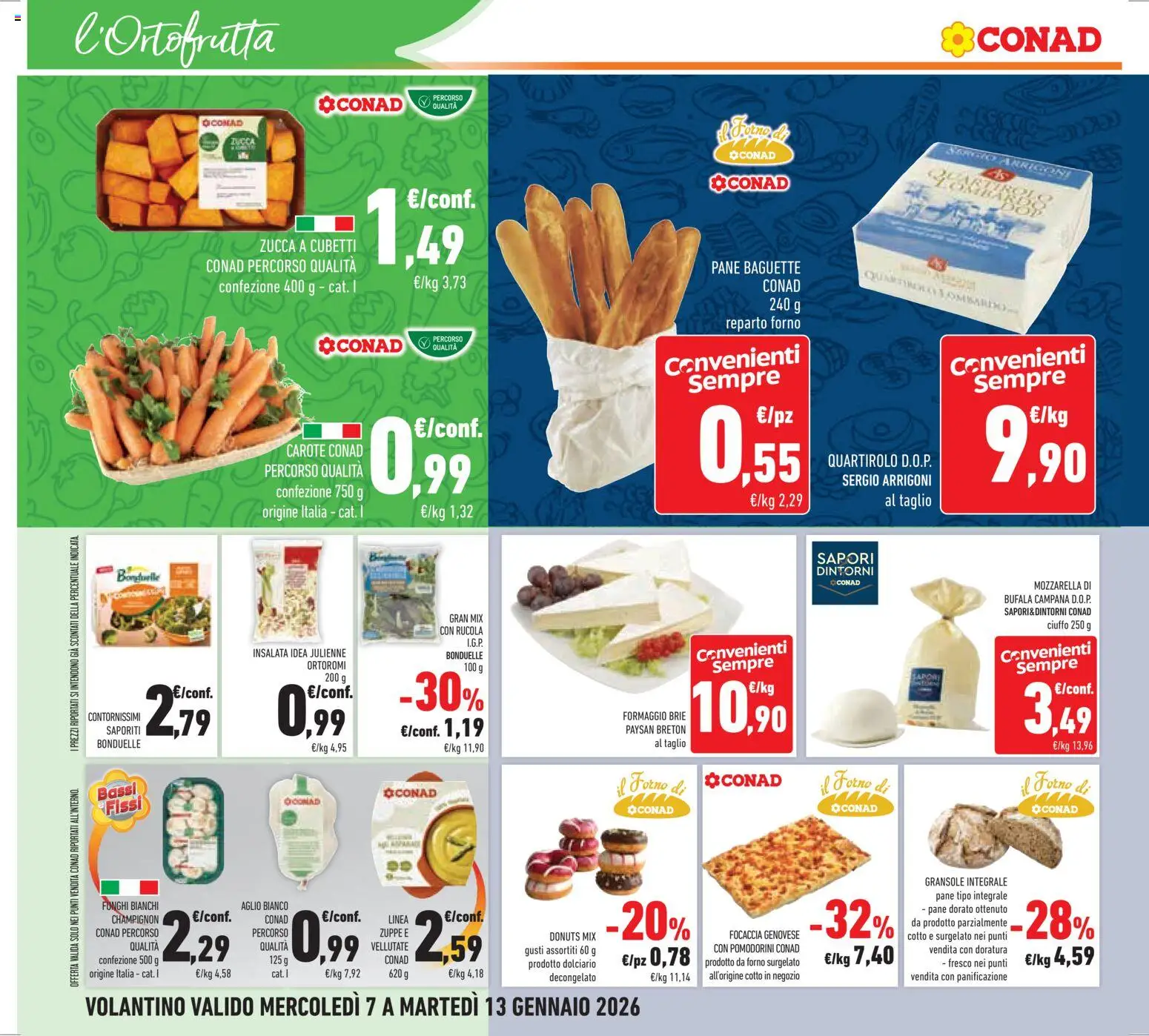 Volantino Conad del 07.01.2026 | Pagina: 6 | Prodotti: Rucola, Insalata, Carote, Il forno