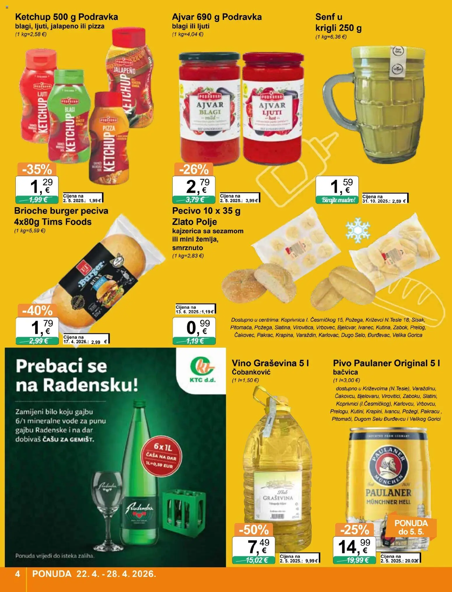 KTC katalog | vrijedi od 22.04.2026 | Stranica: 4 | Proizvodi: Podravka, Vino, Pivo, Senf