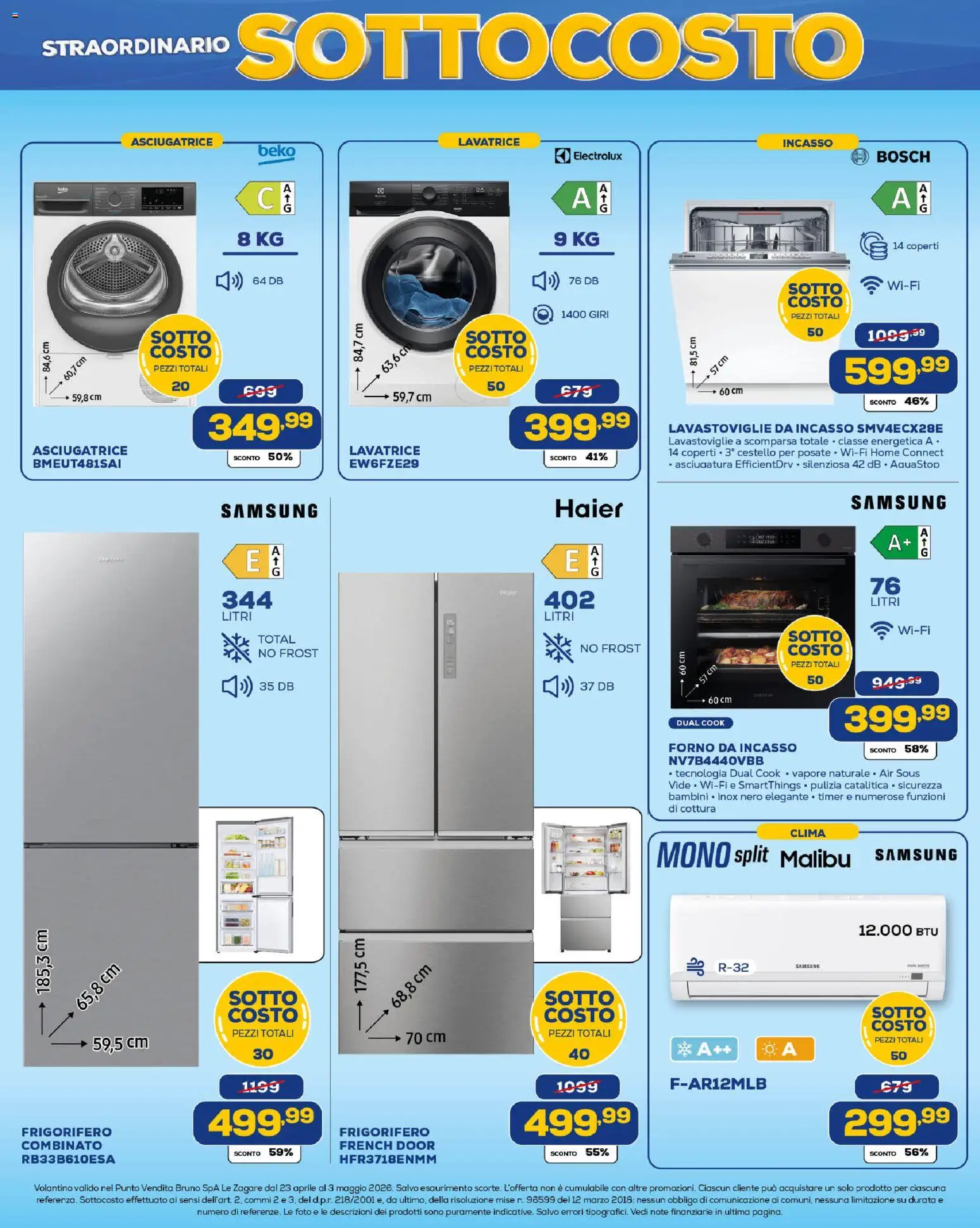 Volantino Euronics del 23.04.2026 | Pagina: 6 | Prodotti: Lavastoviglie da incasso, Lavatrice, Asciugatrice, Samsung