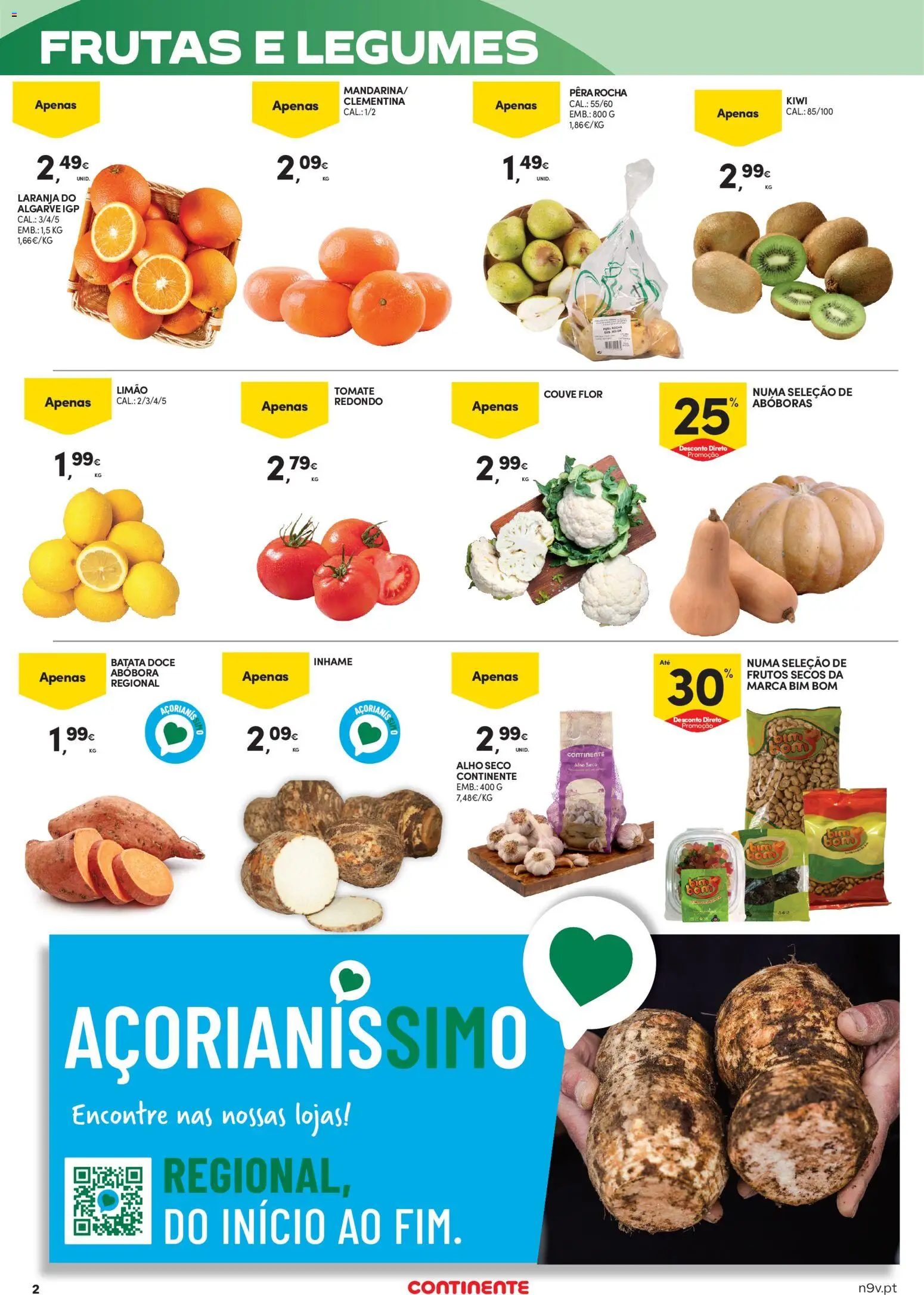 Continente - Açores │ válido de 19.02.2026 | Página: 2 | Produtos: Abóbora, Tomate, Kiwi, Couve