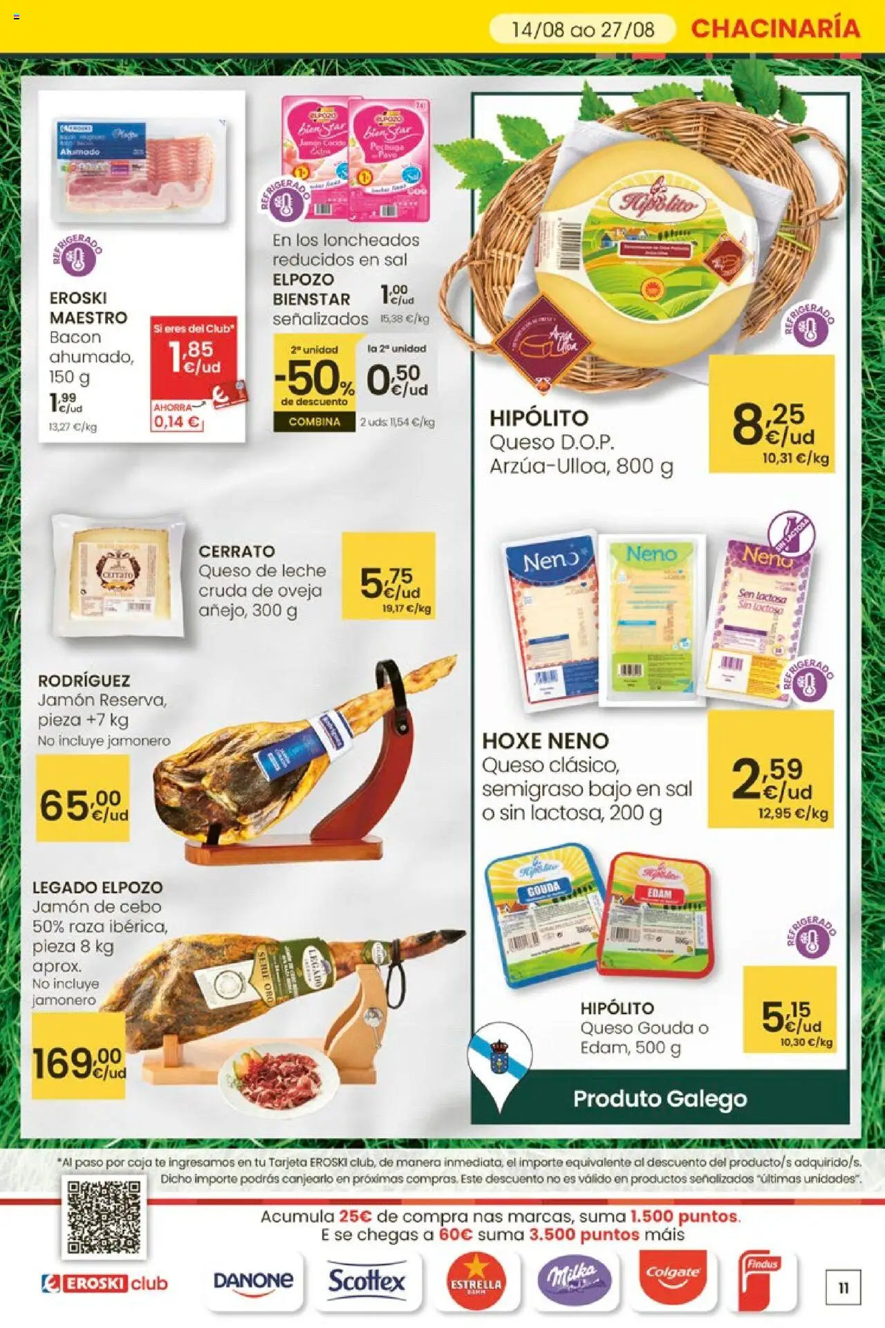 Eroski - Ofertons para conquistarte │ válido desde el 14.08.2025 | Página: 11 | Productos: Leche, Queso, Jamón, Queso Gouda