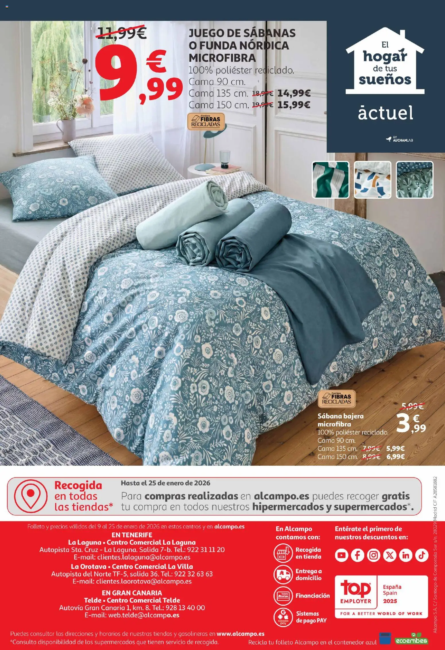 Alcampo -  Canarias │ válido desde el 09.01.2026 | Página: 28 | Productos: Juego de sábanas, Funda, Cama