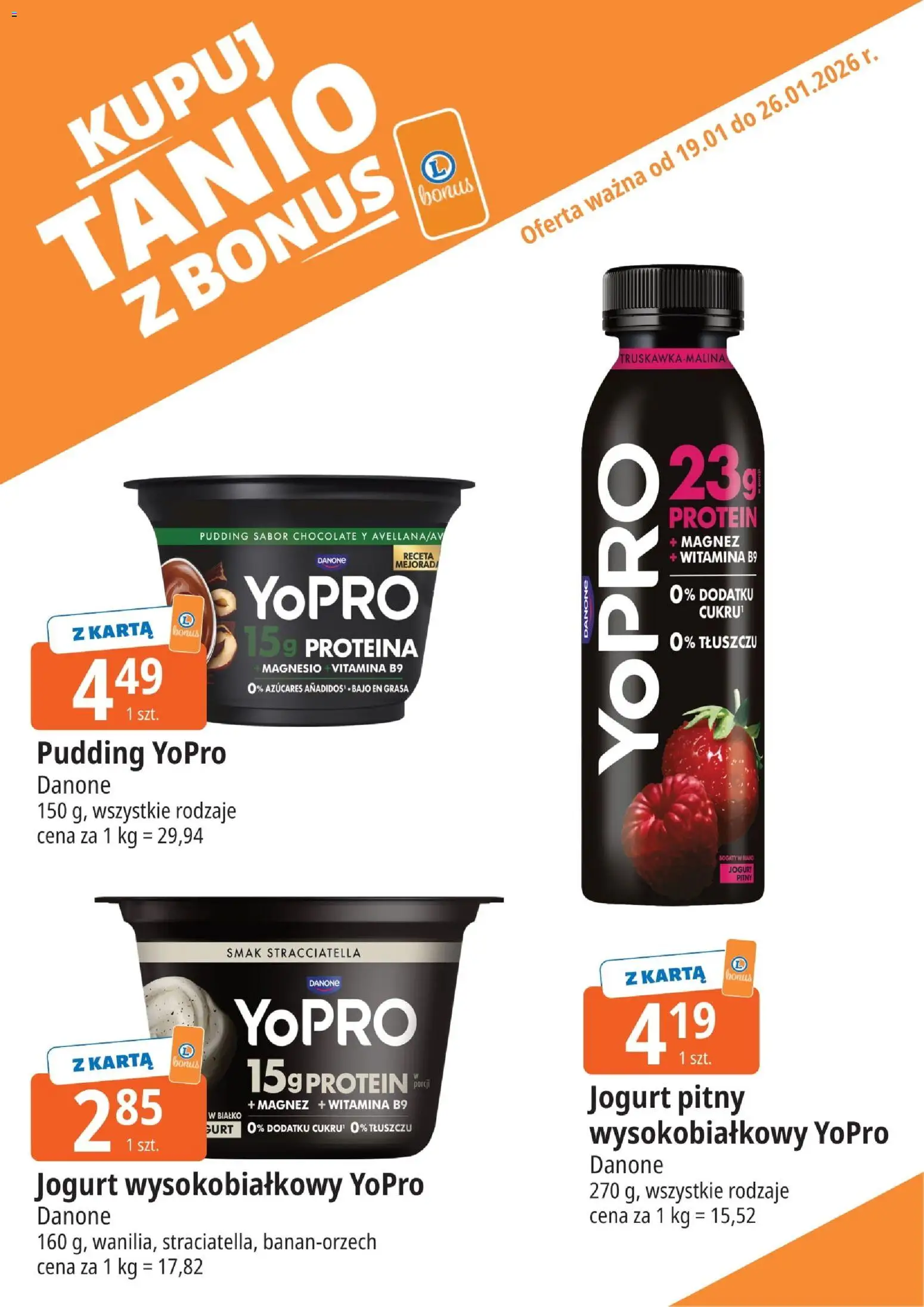 E.Leclerc Gazetka - Tychy kupony dodatkowe od 19.01.2026 | Strona: 4 | Produkty: Karta, Jogurt pitny, Jogurt