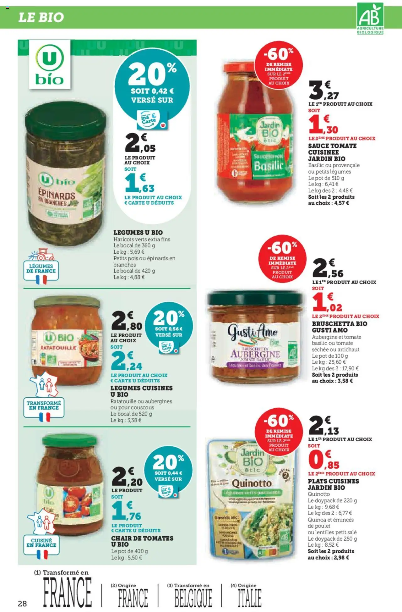  | Page: 28 | Produits: Artichaut, Haricots verts, Quinoa, Couscous