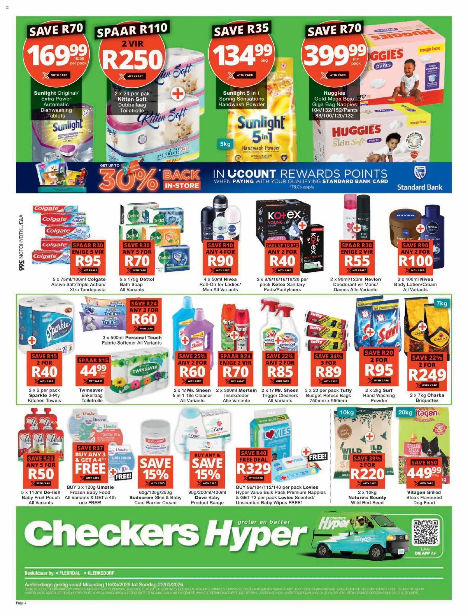 New Checkers catalogue – valid from 16.03.2026 | Page: 4 | Products: Handwash, Soap, Deodorant, Fabric softener