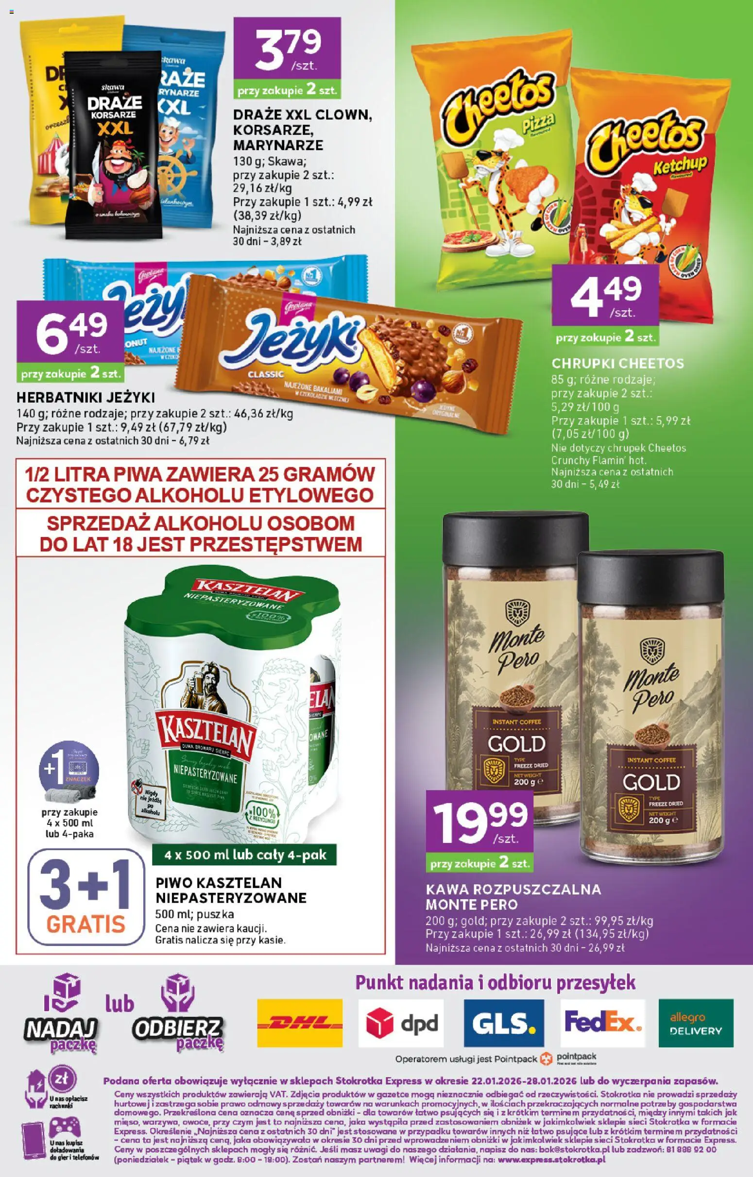 Stokrotka Gazetka - Express od 22.01.2026 | Strona: 6 | Produkty: Kawa rozpuszczalna, Herbatniki, Kawa, Pizza