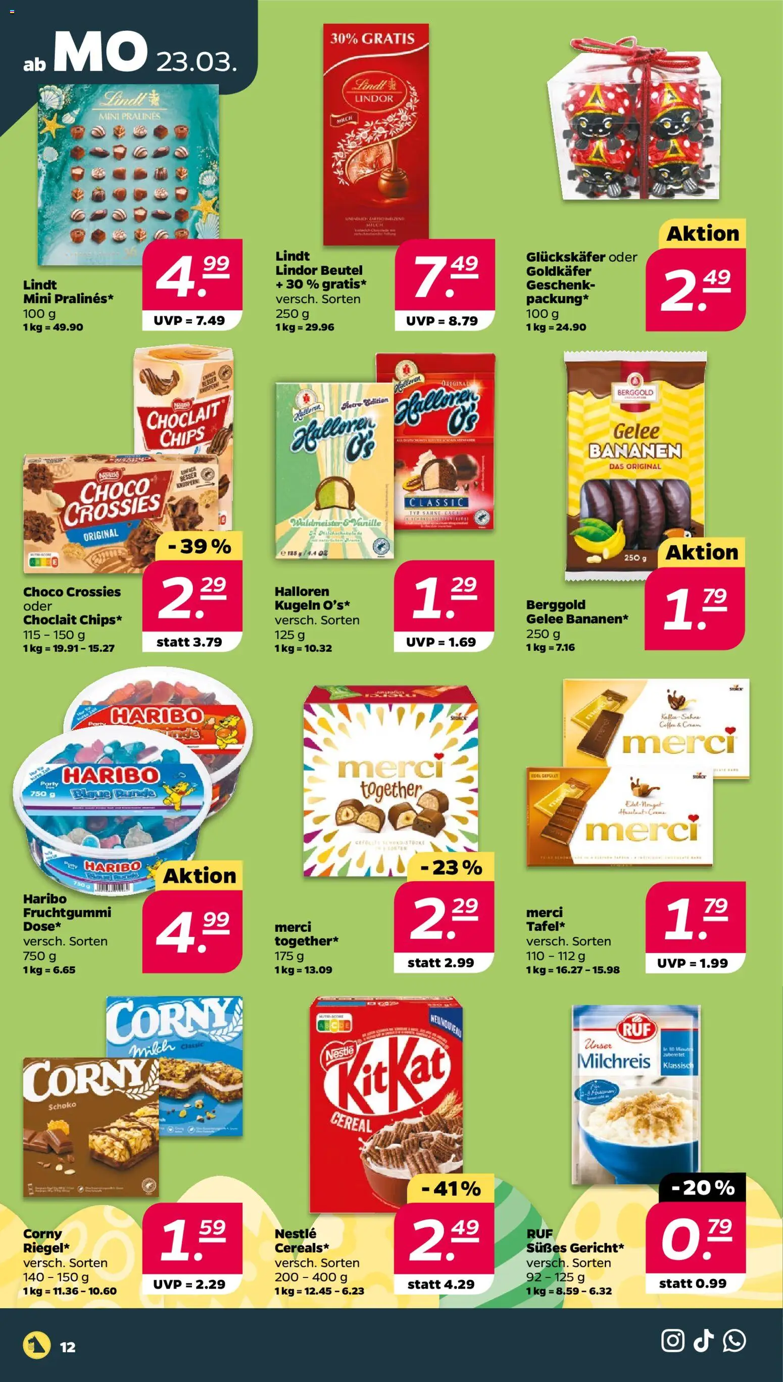 Netto Prospekt 	 – gültig ab 23.03.2026 | Seite: 12 | Produkte: Merci, Milch, Bananen, Lindt