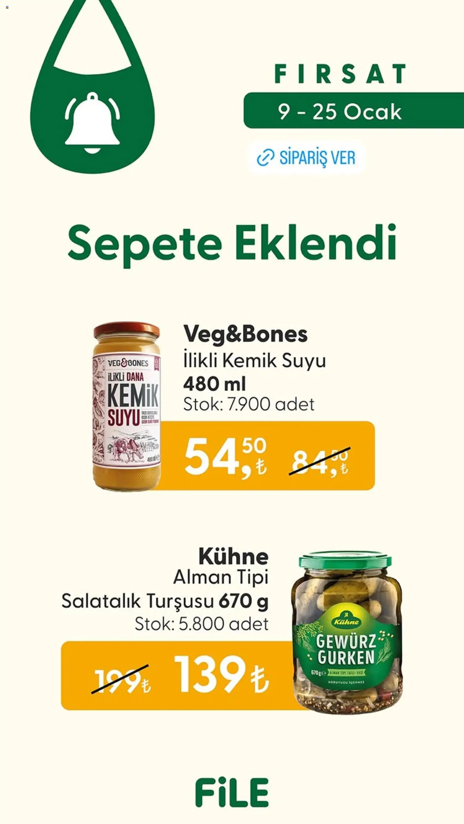 File Market İndirim - 09.01.2026 tarihinden itibaren geçerlidir | Sayfa: 4 | Ürünler: Kemik suyu, Salatalık, Ocak