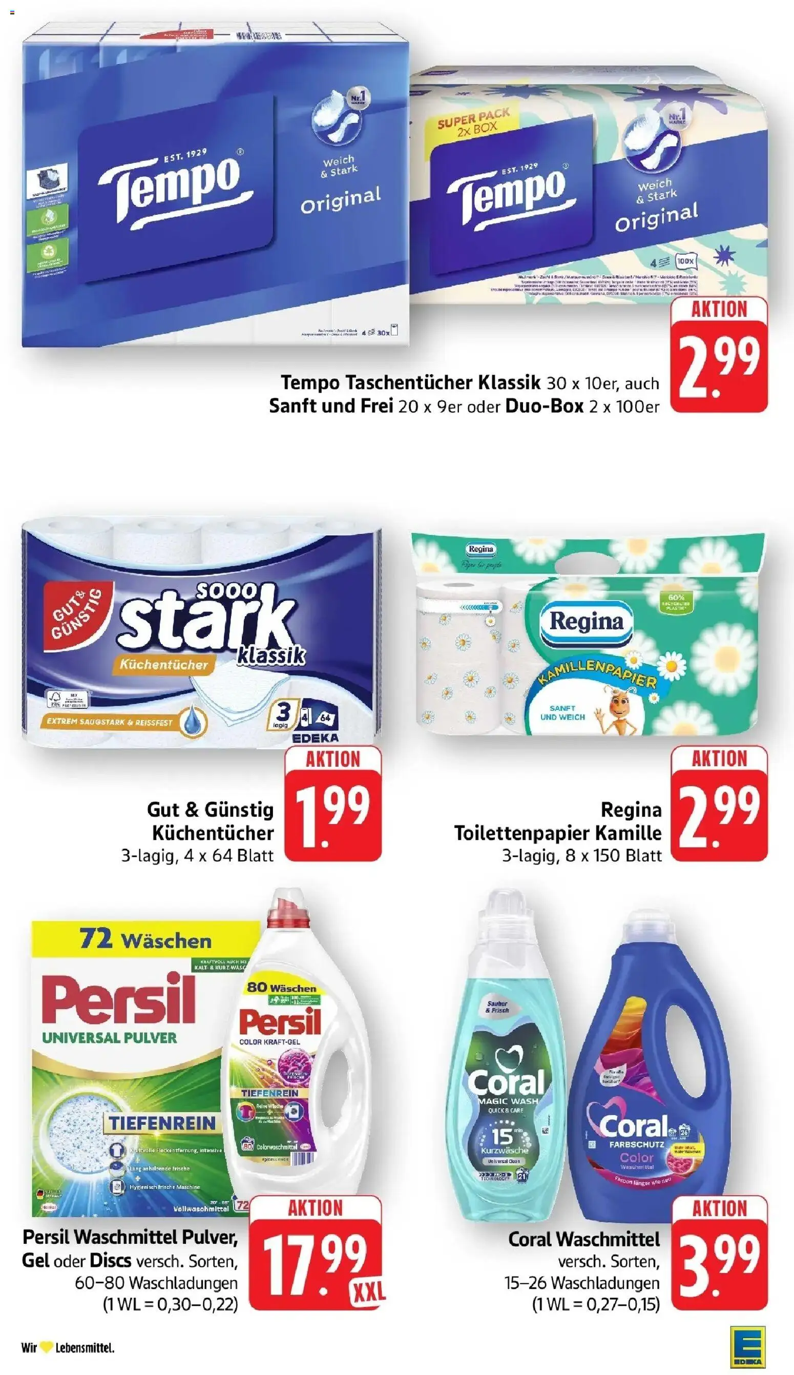 Edeka prospekt Göppingen-Ursenwang	 – gültig ab 19.04.2026 | Seite: 44 | Produkte: Coral, Box, Waschmittel, Tempo