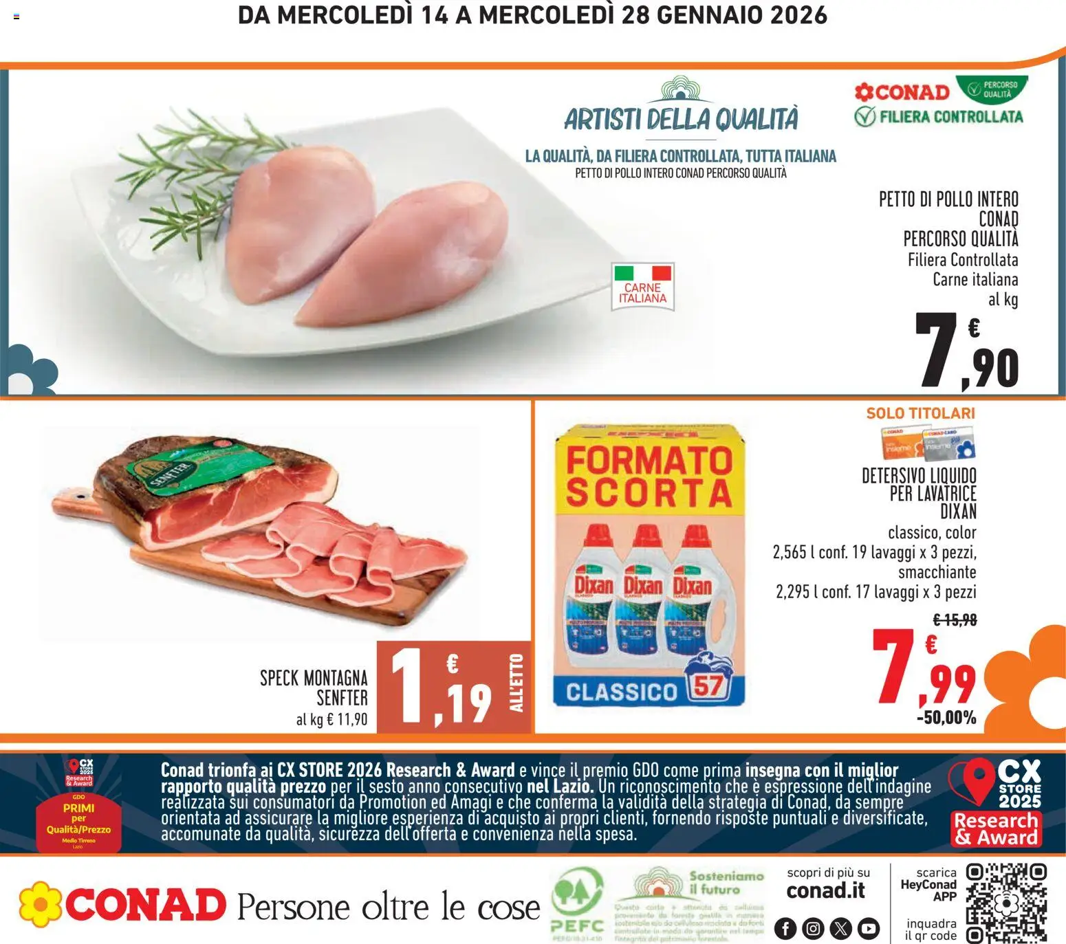 Volantino Conad del 14.01.2026 | Pagina: 28 | Prodotti: Speck, Petto di Pollo, Pollo, Lavatrice