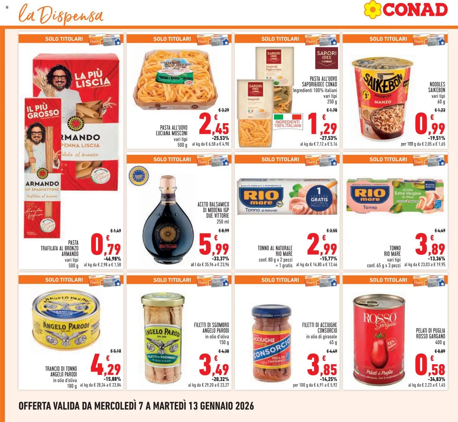 Volantino Conad del 07.01.2026 | Pagina: 18 | Prodotti: Manzo, Pasta, Pesca, Tonno