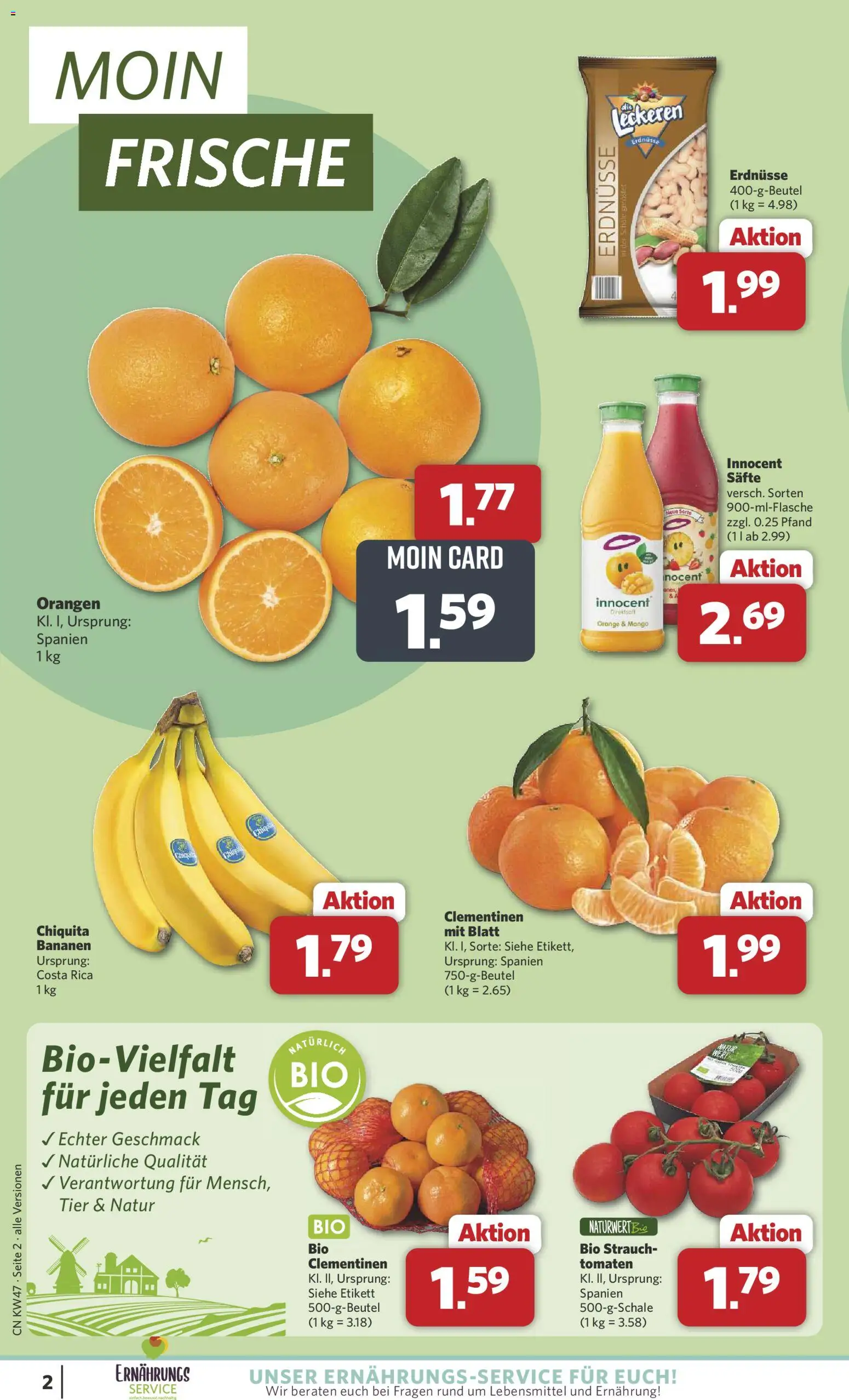Combi Prospekt 	 – gültig ab 17.11.2025 | Seite: 2 | Produkte: Erdnüsse, Orangen, Tomaten, Mango
