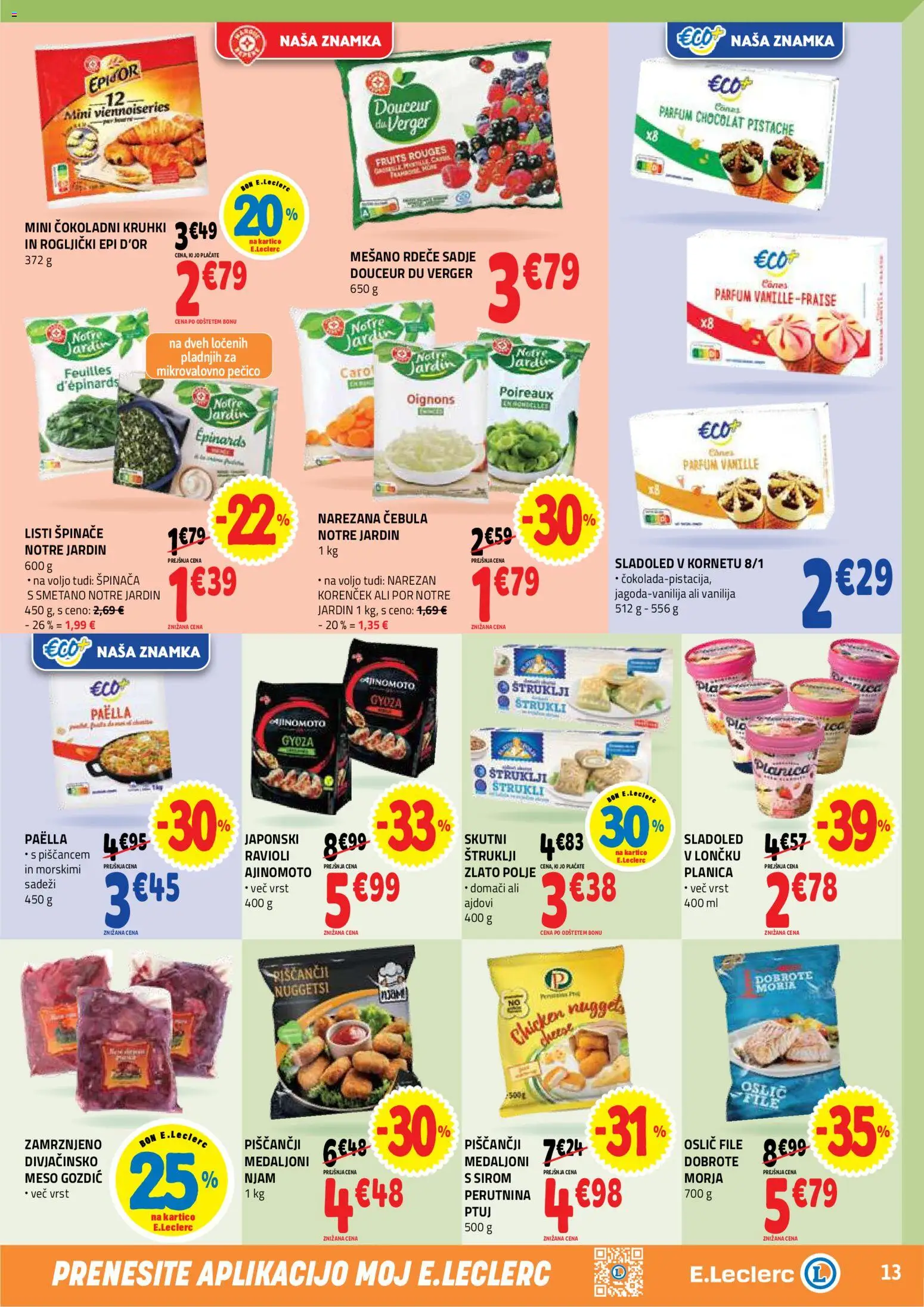 Novi E.leclerc katalog ponudbe – veljaven od 29.04.2026 | Stran: 13 | Izdelki: Štruklji, Oslič, Korencek, Cebula