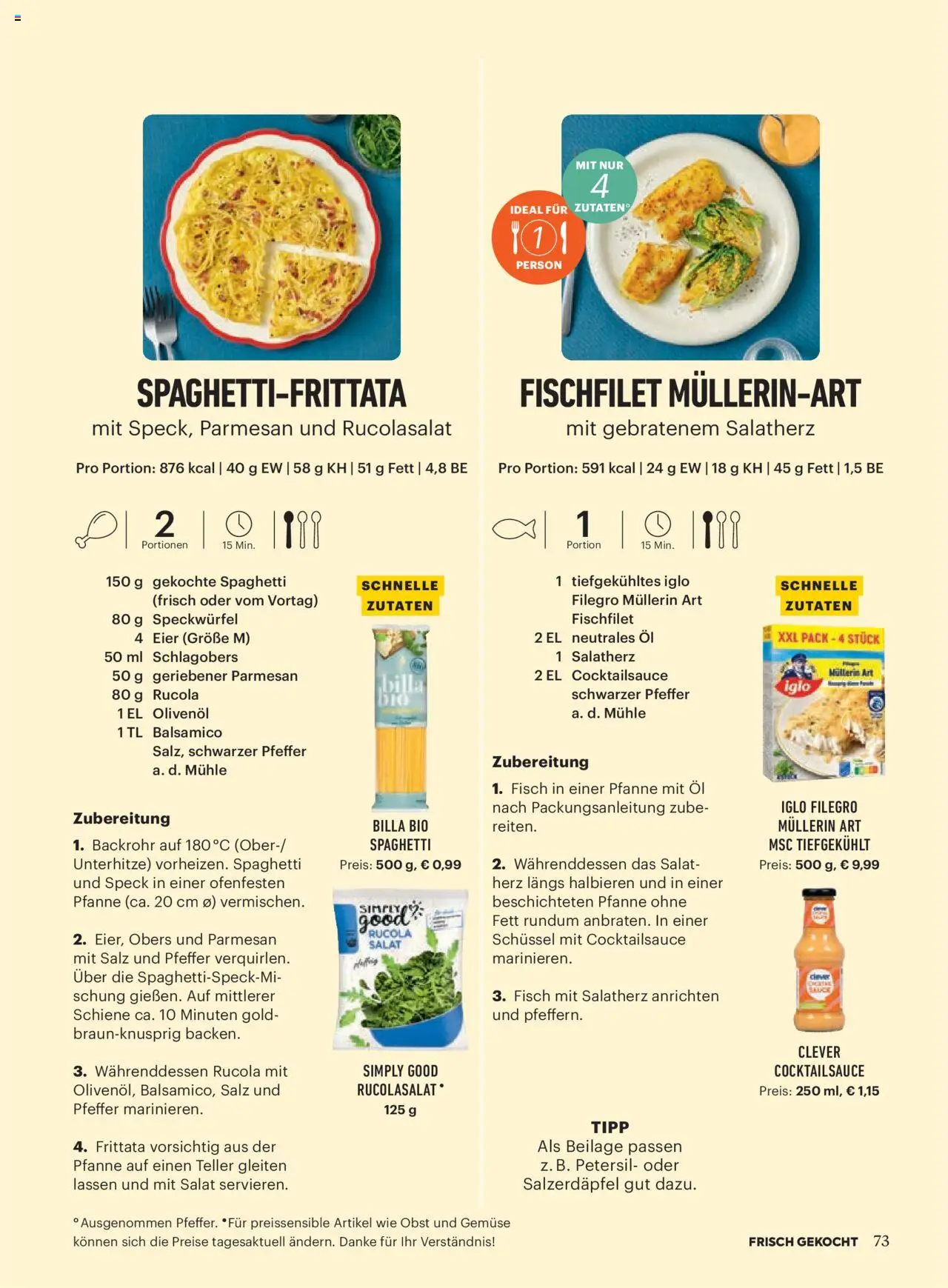 Billa Frisch Gekocht gültig ab 01.09.2025 | Seite: 71 | Produkte: Obst, Salz, Eier, Fisch