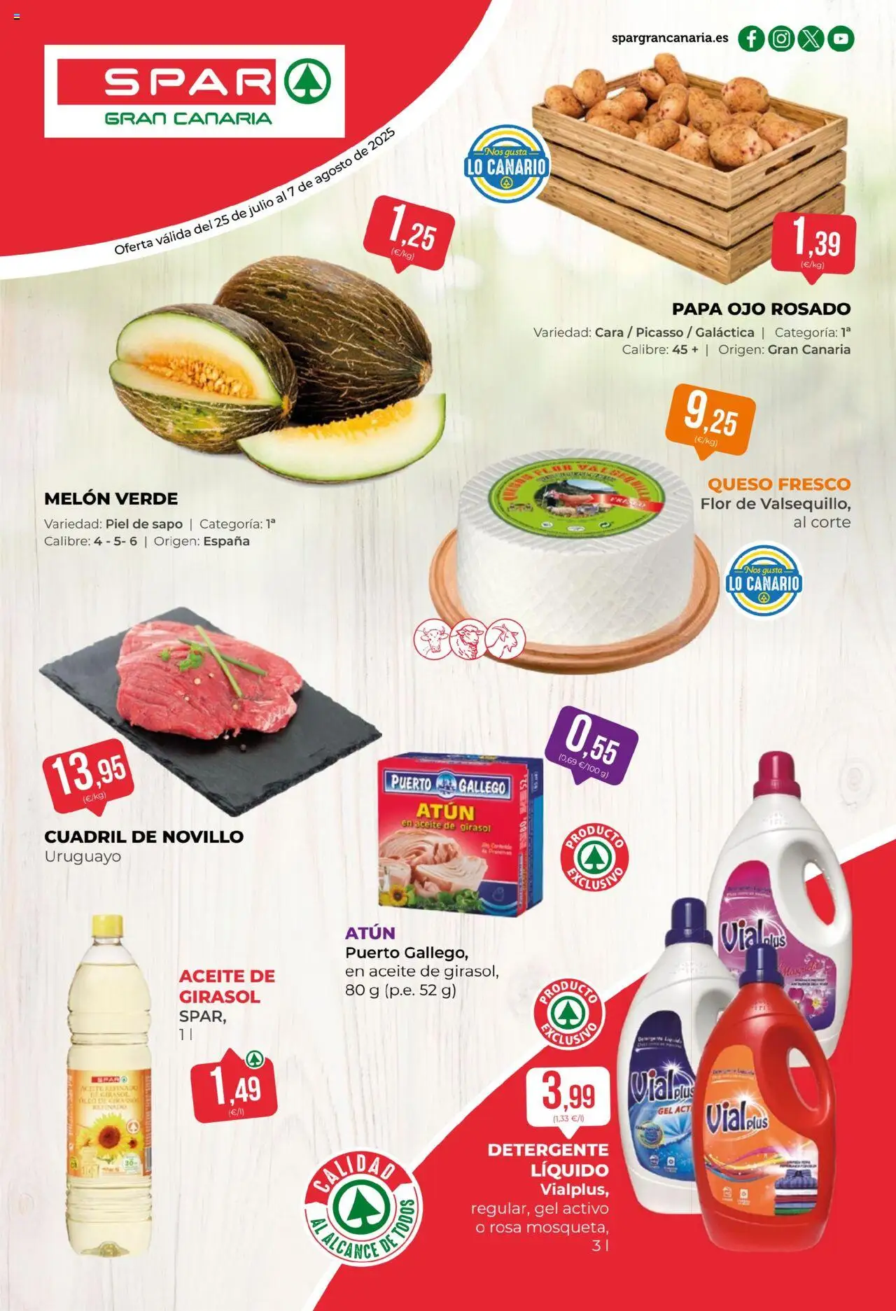 Spar folleto │ válido desde el 25.07.2025 | Página: 1 | Productos: Φορτιστής, Detergente, Queso, Aceite