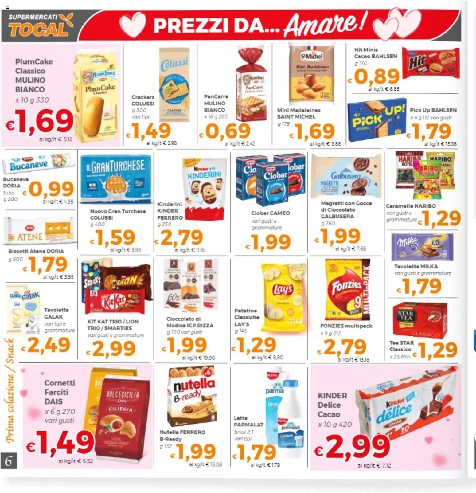Volantino Tocal del 13.02.2026 | Pagina: 6 | Prodotti: Cioccolato, Tubo, Crackers, Plumcake