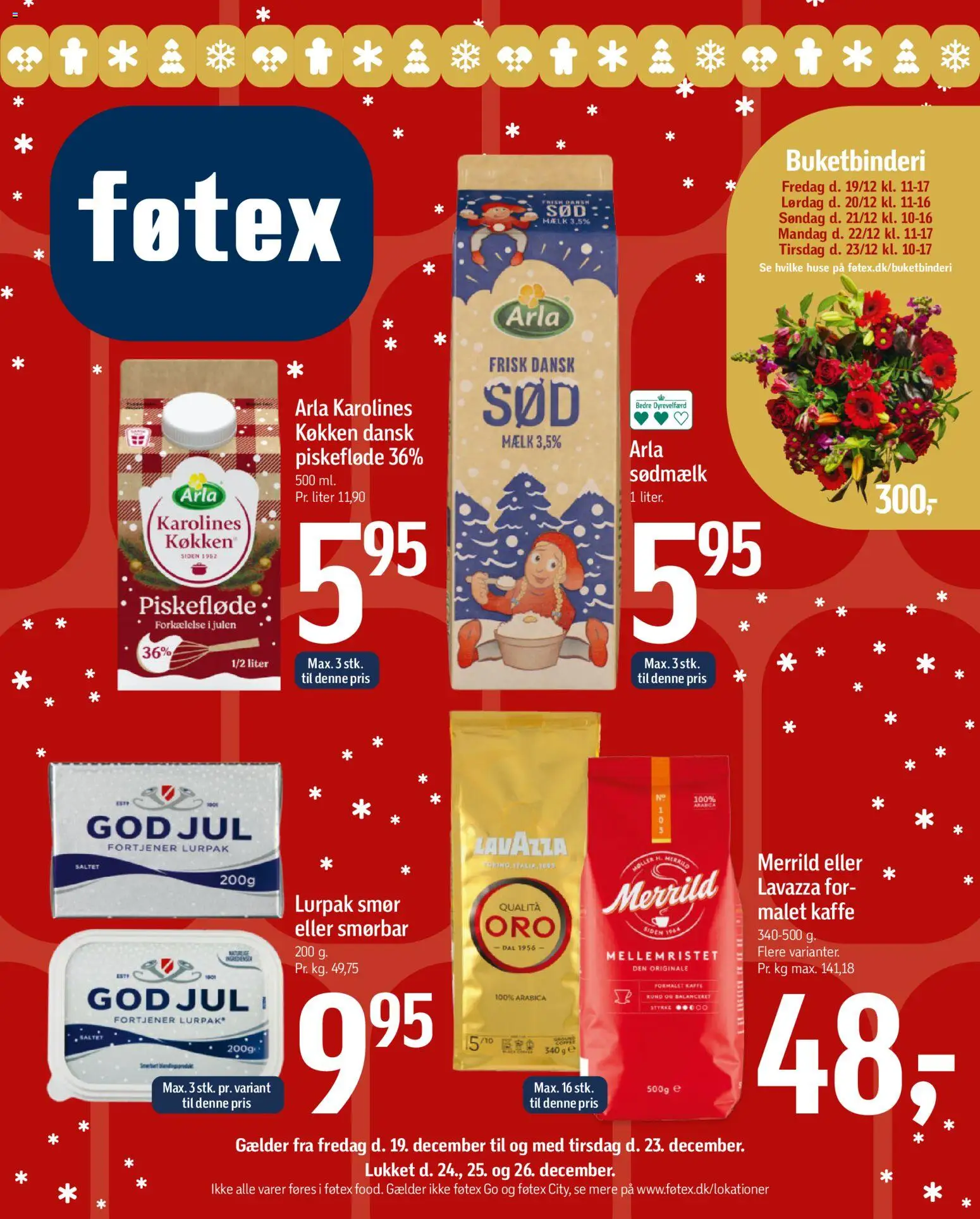 Føtex tilbudsavis – gyldig fra 19.12.2025 | Side: 1 | Produkter: Mælk, Smør, Kaffe