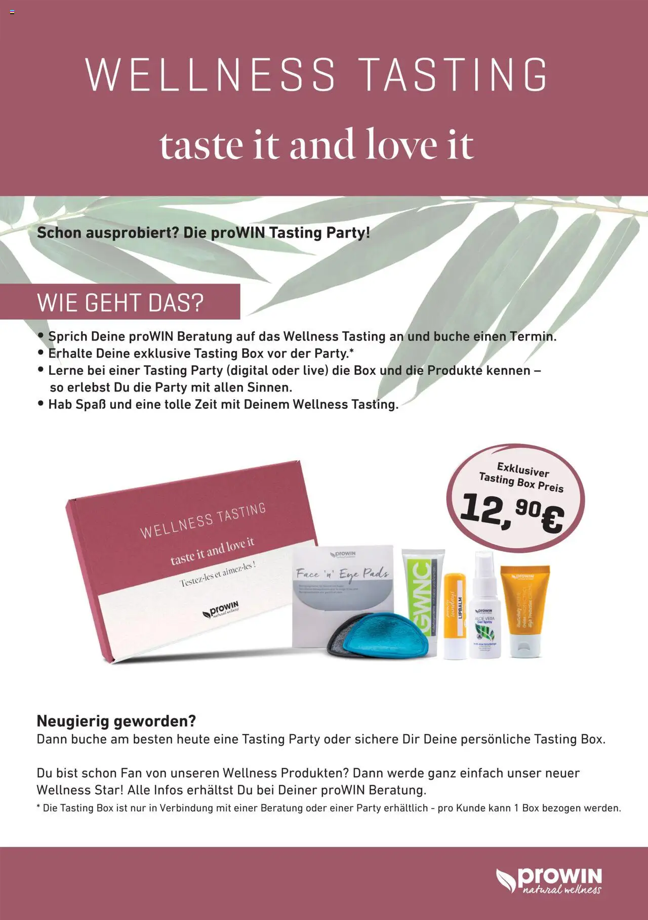 Katalog ProWIN Wellness Tasting – gültig ab 04.03.2025 | Seite: 1 | Produkte: Box, Creme