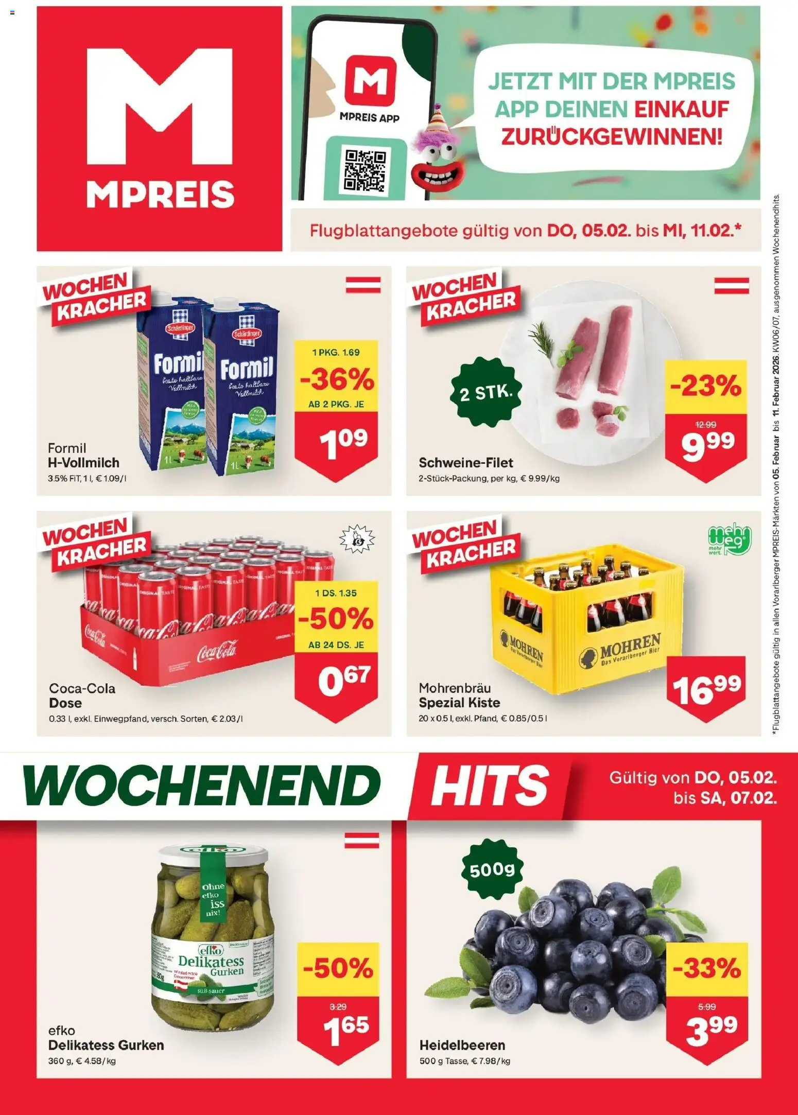 MPREIS St.Gallenkirch gültig ab 05.02.2026 | Seite: 1 | Produkte: Gurken, Bier