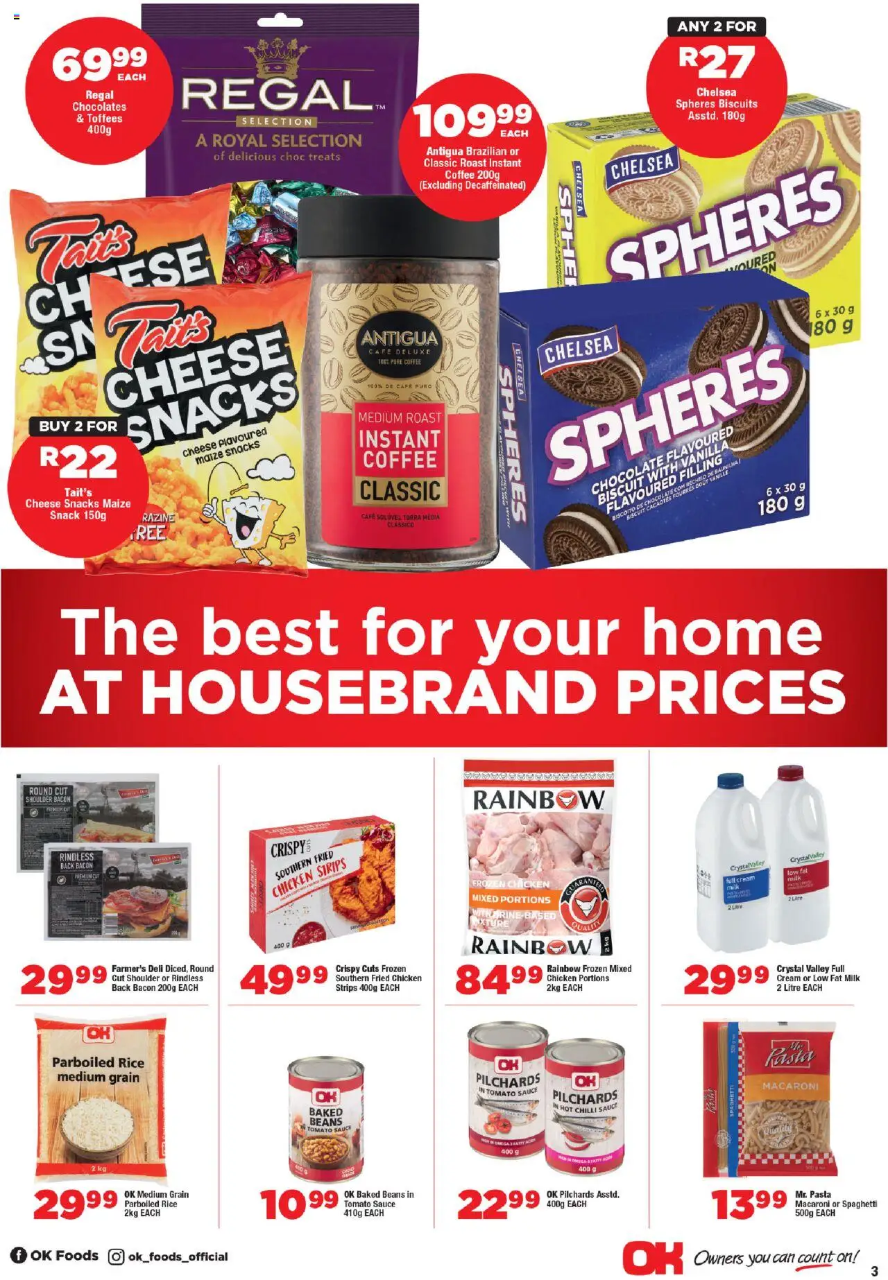 OK Foods KwaZulu-Natal - Specials │ valid from 13.08.2025 | Page: 3 | Products: Pilchards, Chicken, Rice, Pasta