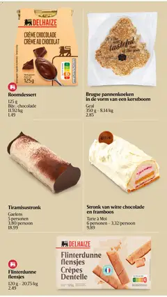 Stronk van witte chocolade en framboos, 6 personen - 3,32/persoon - Voorbeeld van een folder van Delhaize, geldig van 11.12.2025 | Pagina: 11 | Producten: Pannenkoeken, Kontaktgrill, Crème, Chocolade