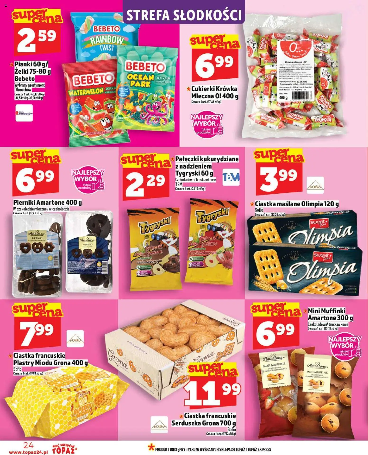 Topaz Gazetka - Ceny małe na stałe od 06.11.2025 | Strona: 24 | Produkty: Pierniki, Żelki, Cukierki, Ciastka