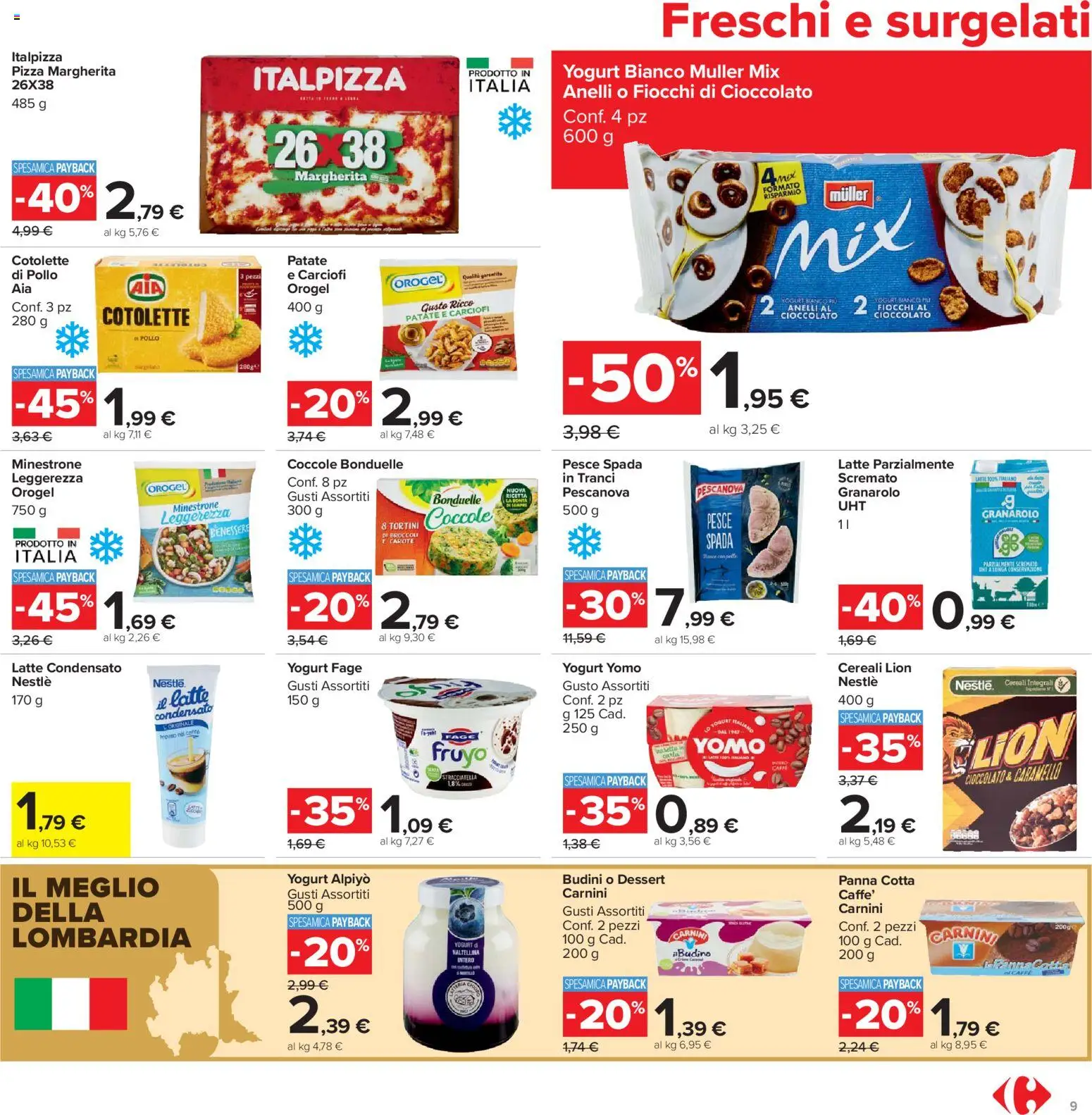 Volantino Carrefour del 13.03.2026 | Pagina: 9 | Prodotti: Cereali, Carciofi, Pesce spada, Stracciatella