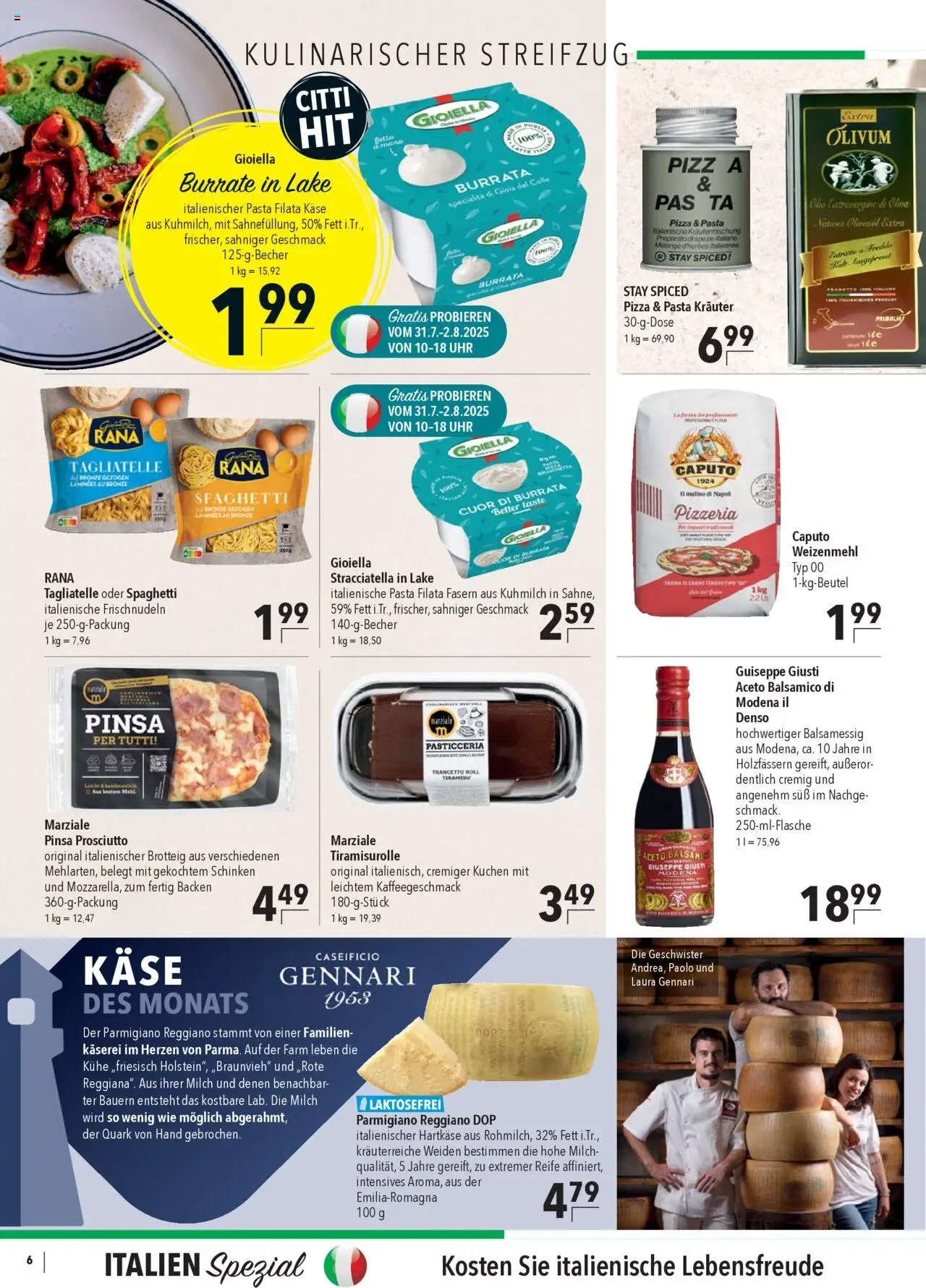 CITTI Markt Prospekt 	 - gültig ab dem 30.07.2025 | Seite: 6 | Produkte: Milch, Weizenmehl, Burrata, Kuchen