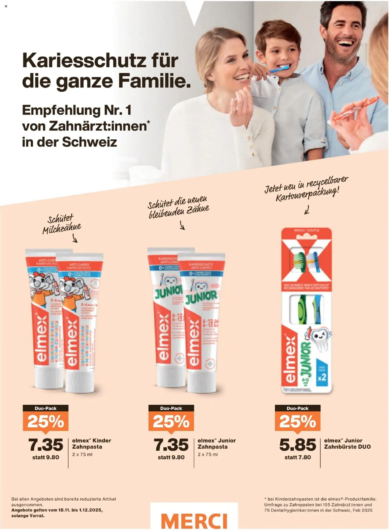 Migros Magazin – gültig ab 17.11.2025 | Seite: 42 | Produkte: Zahnpasta, Zahnbürste