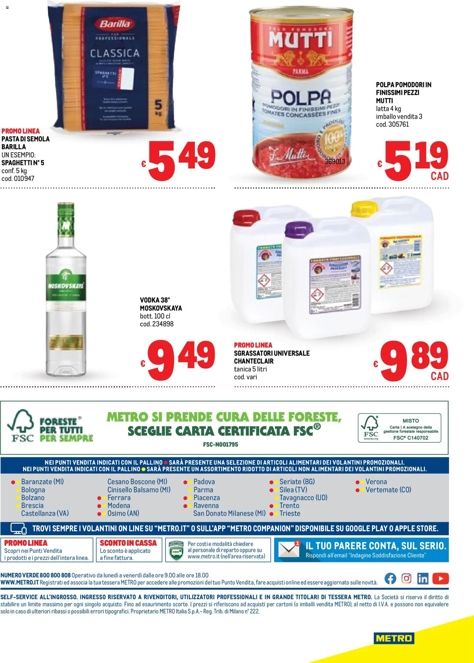 Volantino Metro del 23.10.2025 | Pagina: 32 | Prodotti: Vodka, Pasta, Tanica, Mutti
