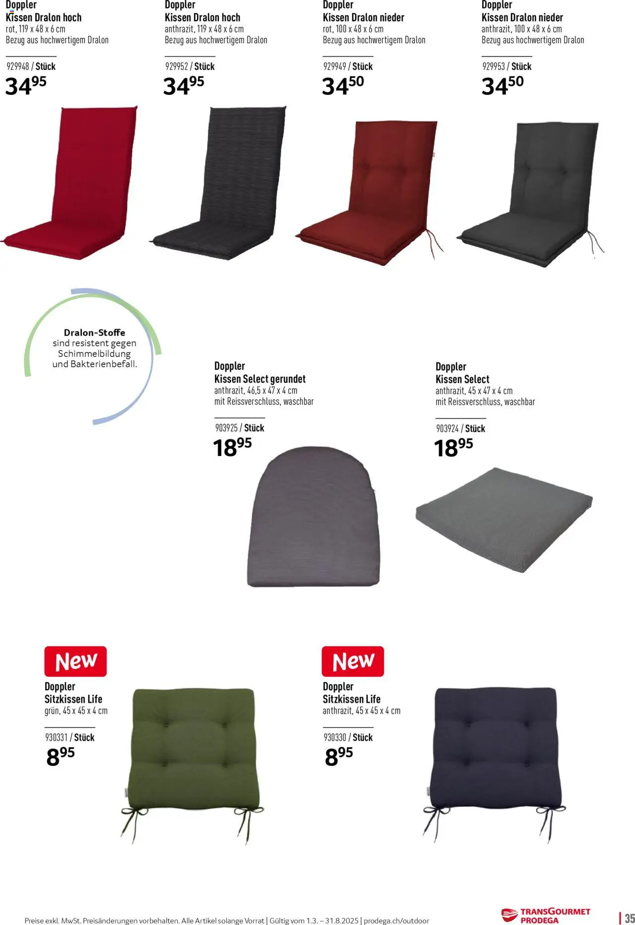 Prodega Aktionen Outdoor-Ausstattung ab 01.03.2025 | Seite: 35 | Produkte: Kissen