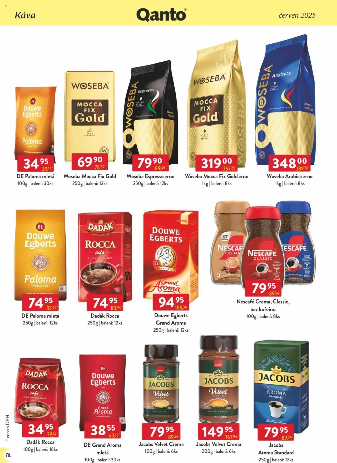 Astur & Qanto leták - Velkoobchod 06/2025 od 01.06.2025 | Strana: 78 | Produkty: Jacobs, Nescafé, Mletá káva, Jacobs velvet