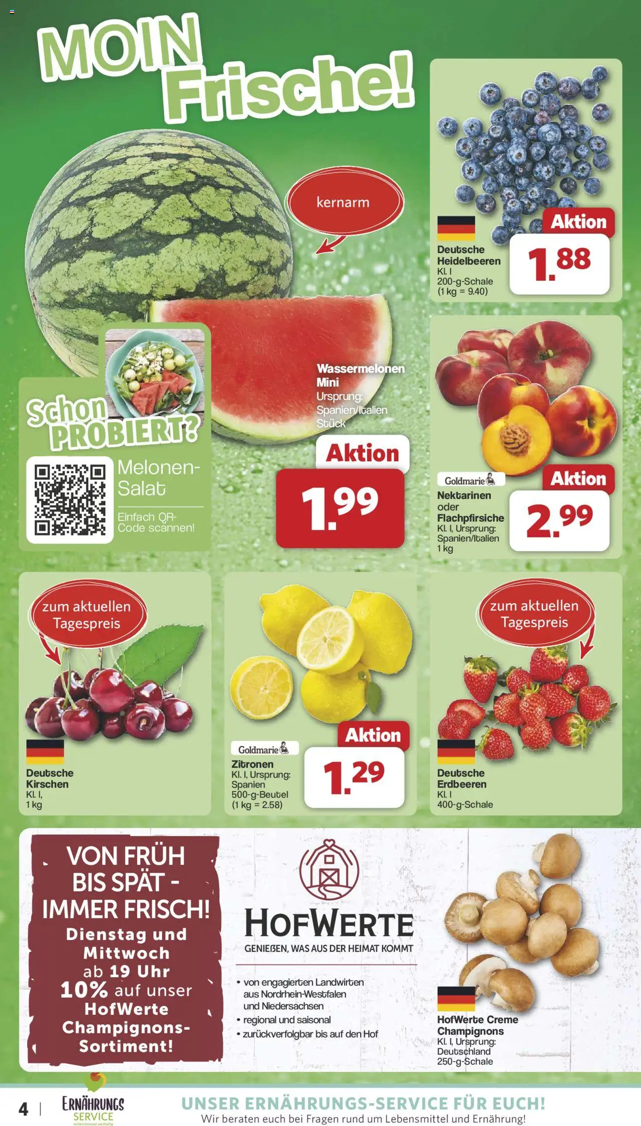 Famila Nordwest Prospekt 	 - gültig ab dem 28.07.2025 | Seite: 4 | Produkte: Heidelbeeren, Champignons, Erdbeeren, Uhr