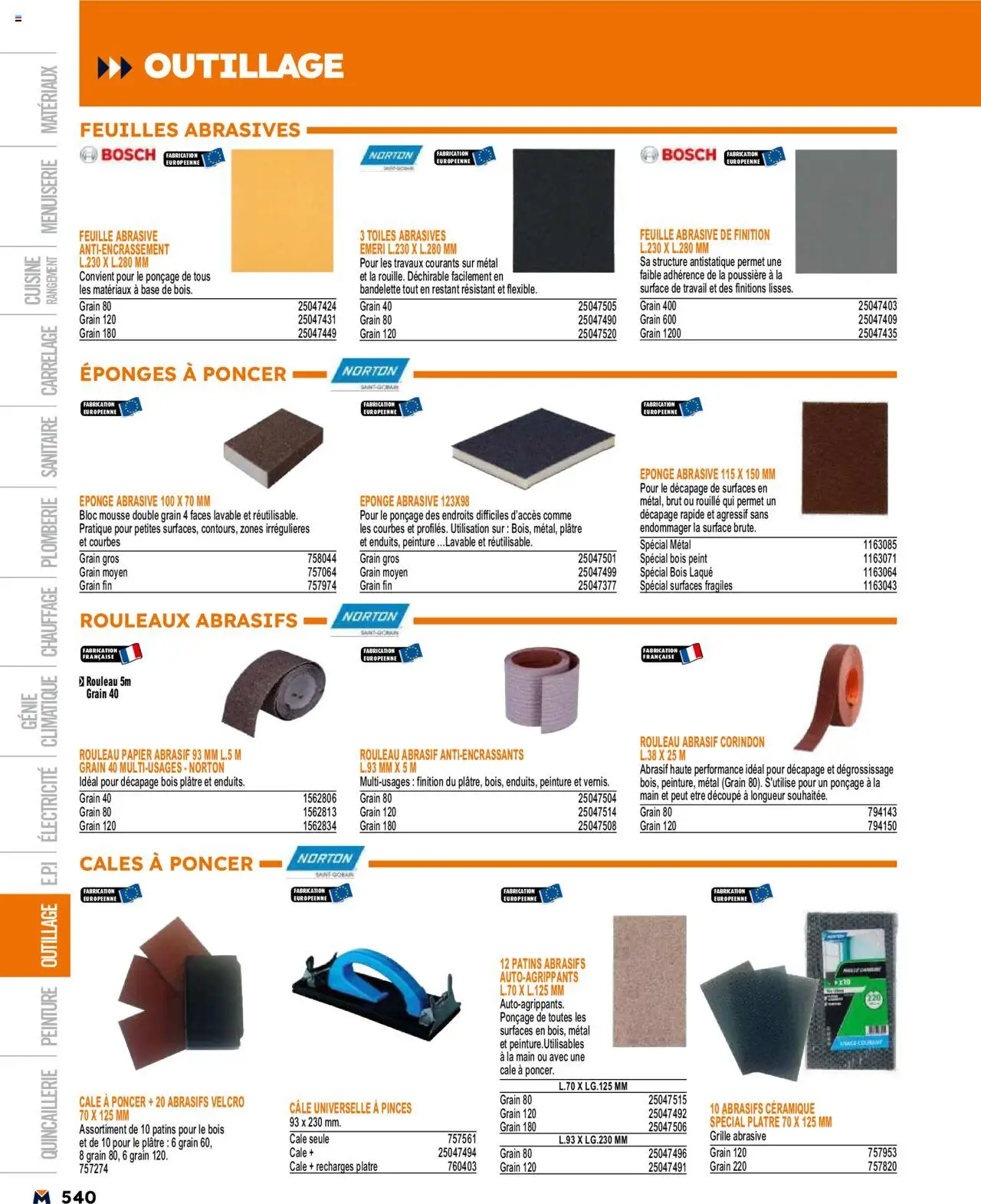 | Page: 540 | Produits: Pinces, Base, Eponge, Plâtre