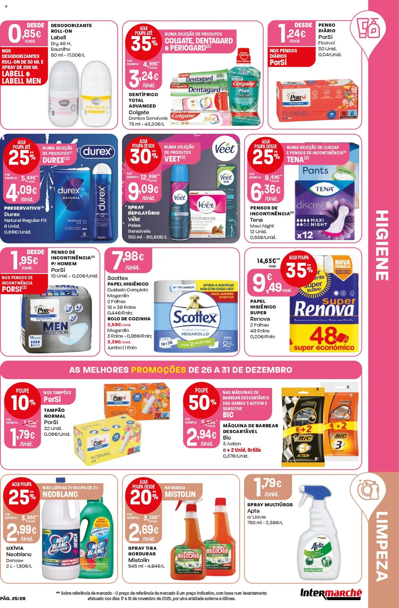 Intermarché Folheto Contact │ válido de 26.12.2025 | Página: 25 | Produtos: Papel higiénico, Desodorizante, Base, Cuecas