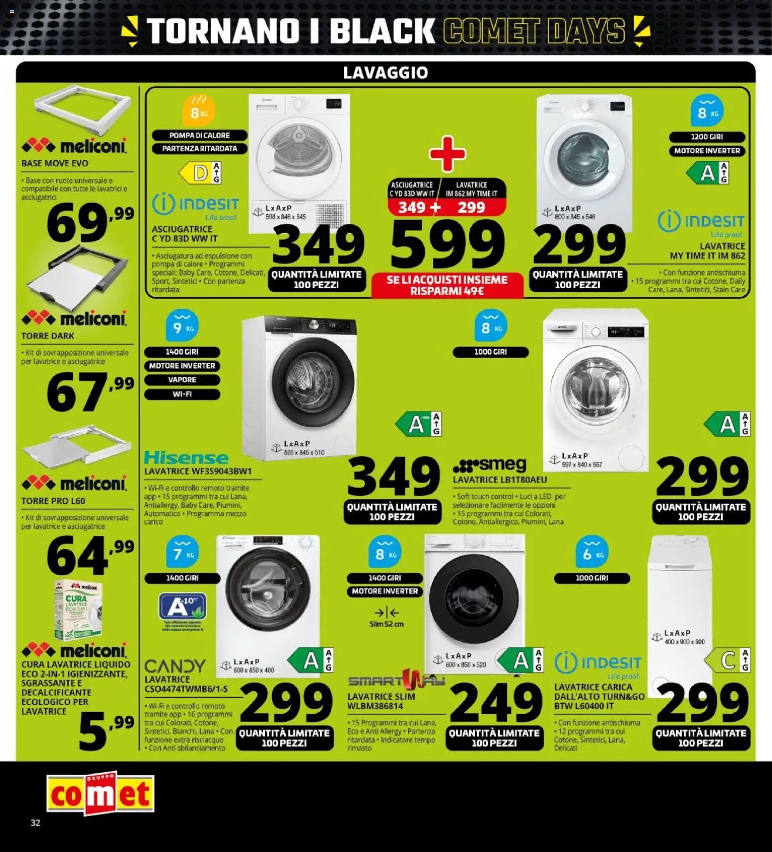 Volantino Comet del 31.10.2025 | Pagina: 32 | Prodotti: Lavatrice, Asciugatrice
