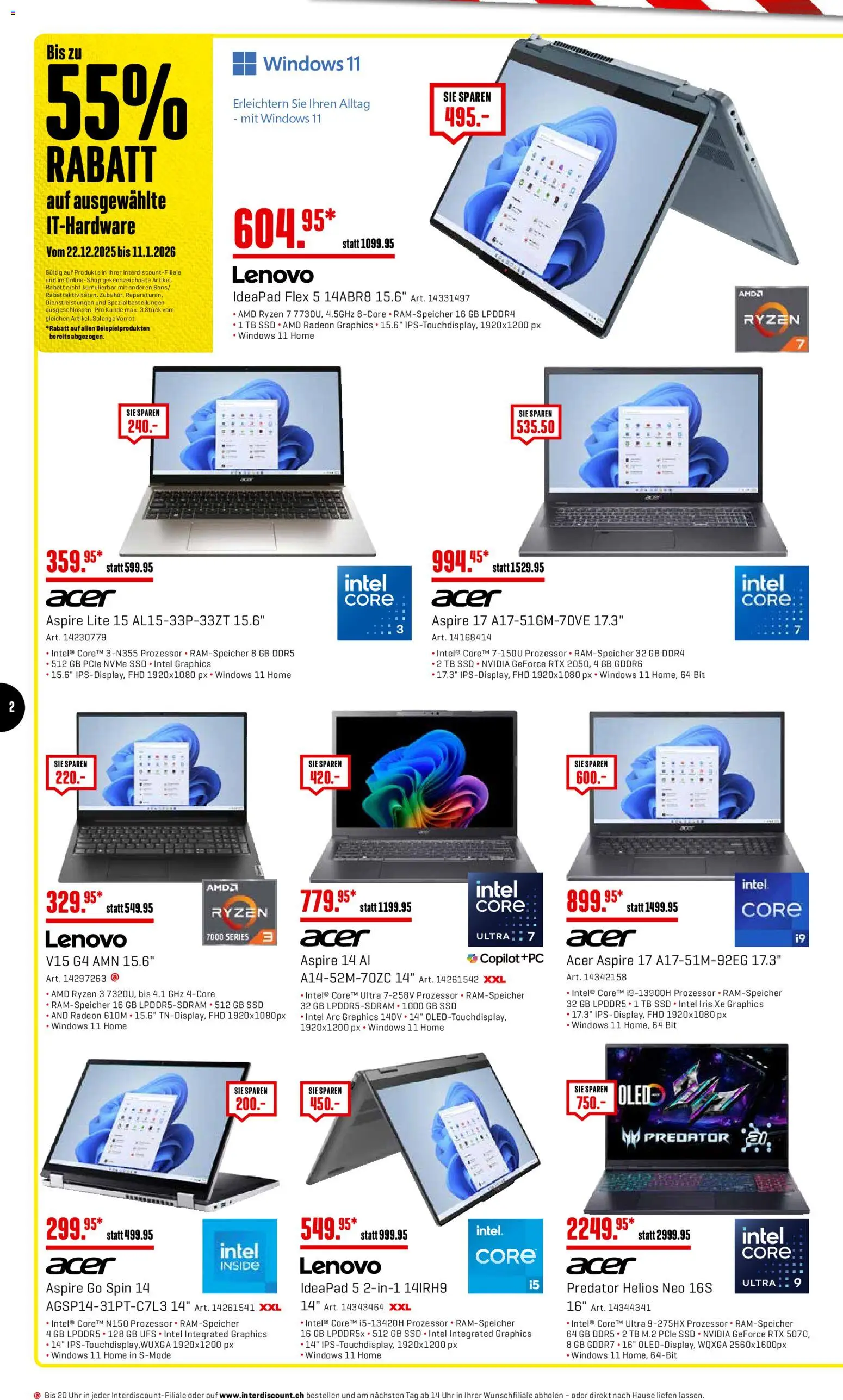 Interdiscount Aktionen Sale – gültig ab 22.12.2025 | Seite: 2 | Produkte: Lenovo