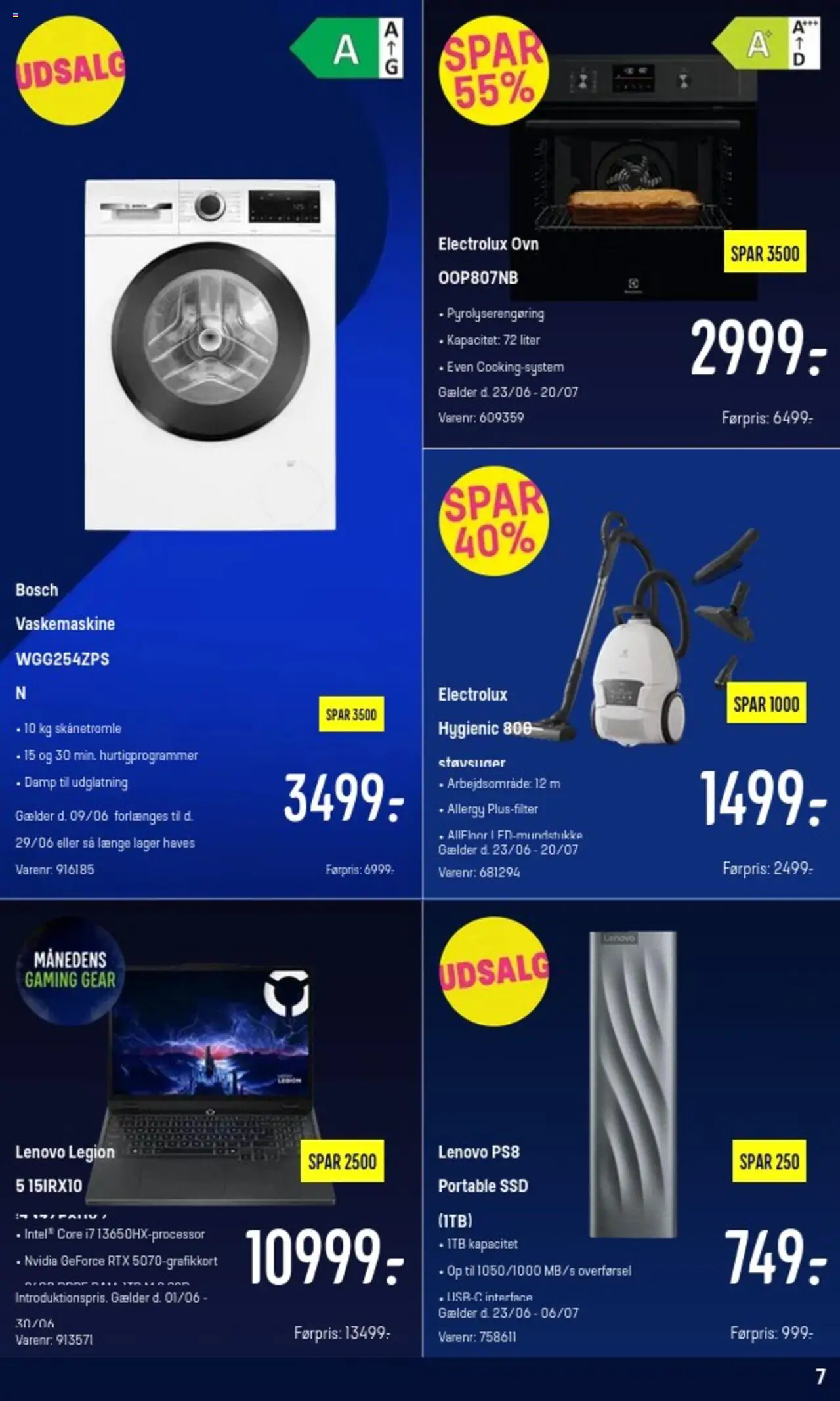 Elgiganten Tilbudsavis gyldig fra 23.06.2025 | Side: 7 | Produkter: Vaskemaskine, Ovn, SSD