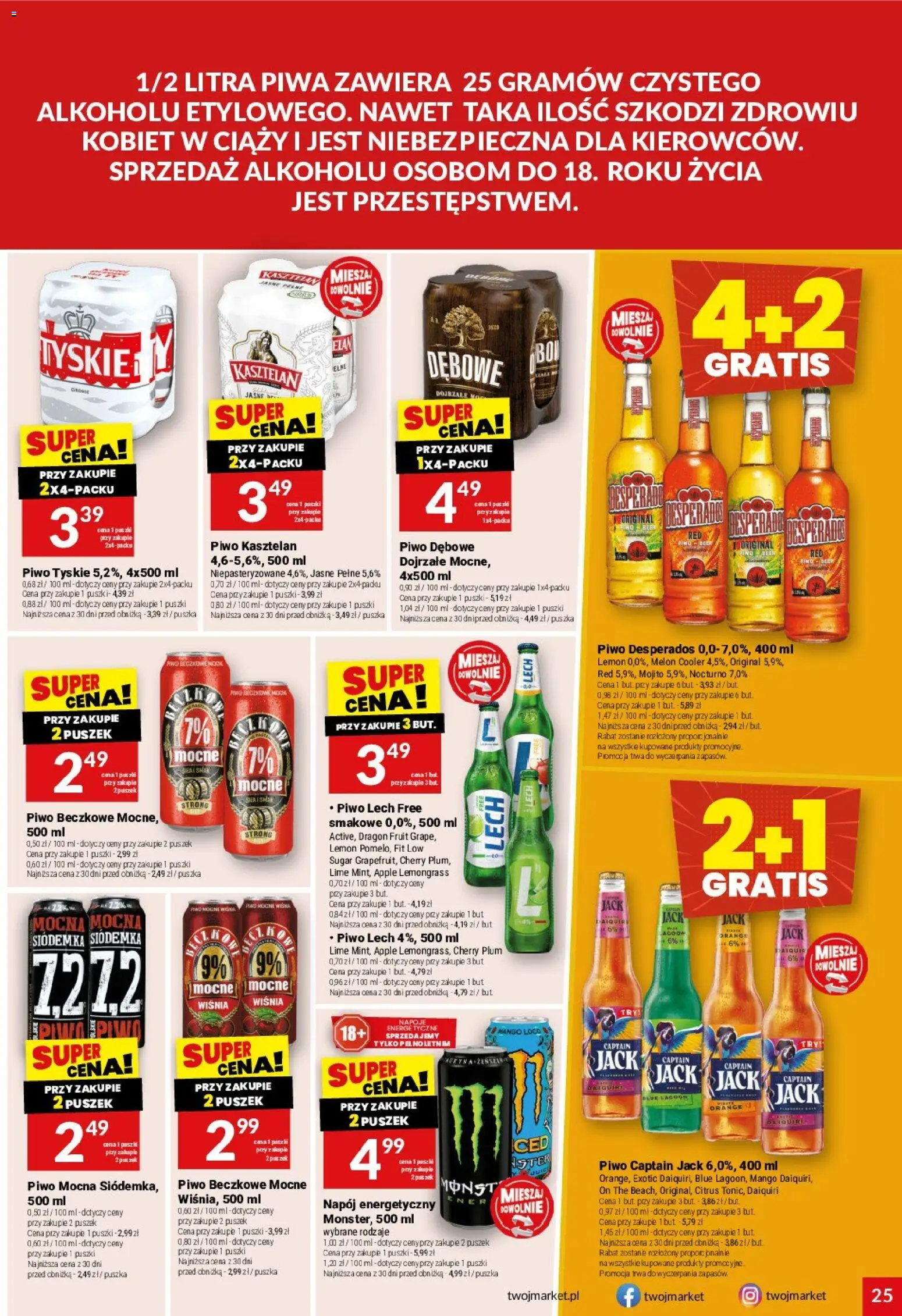 Twój Market Gazetka od 21.01.2026 | Strona: 25 | Produkty: Mango, Napoje, Tyskie, Piwo