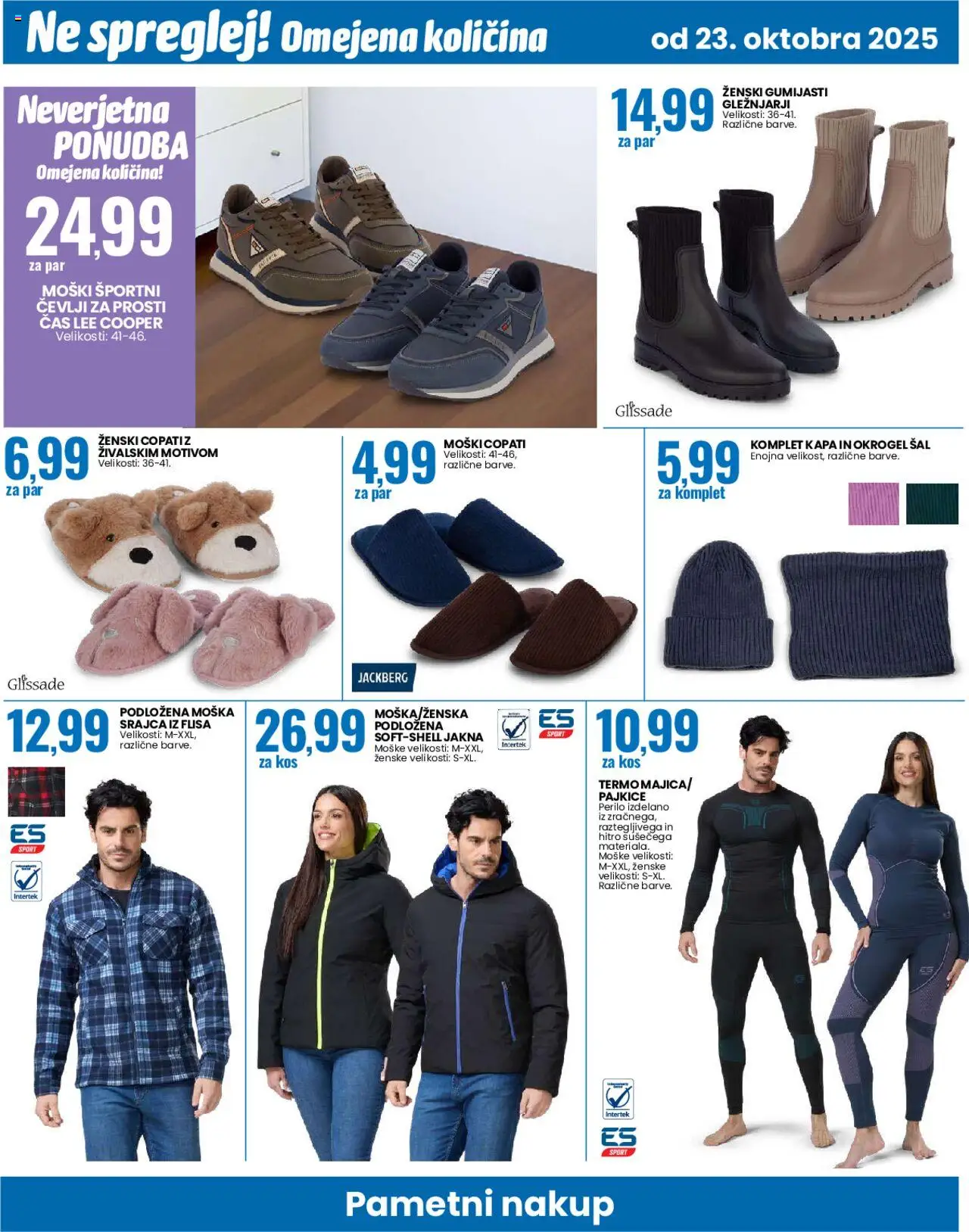 Novi Eurospin katalog ponudbe – veljaven od 23.10.2025 | Stran: 14 | Izdelki: Srajca, Kos, Cevlji, Copati