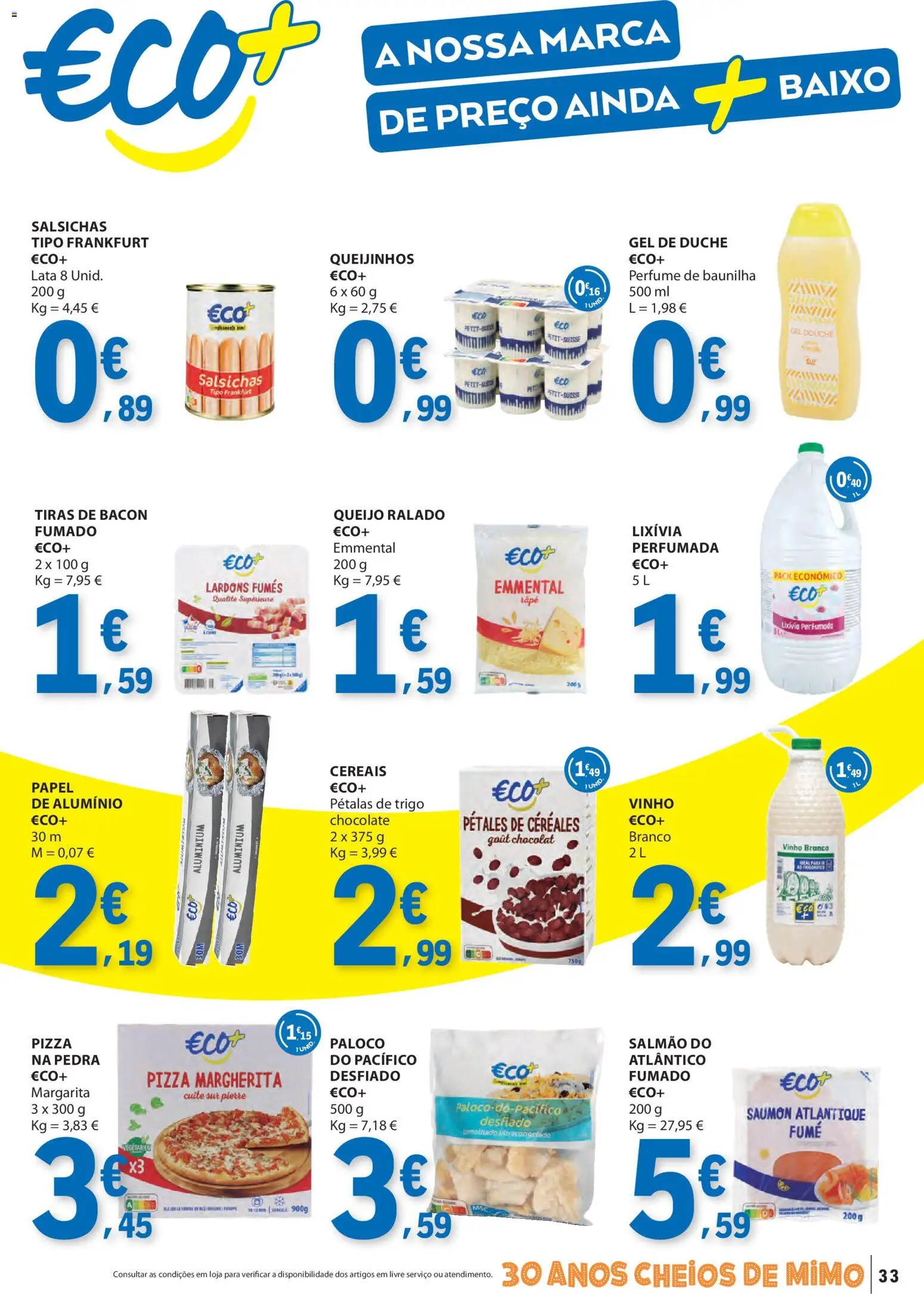 E.Leclerc folheto │ válido de 12.02.2026 | Página: 33 | Produtos: Bacon, Salmão, Queijo, Pizza