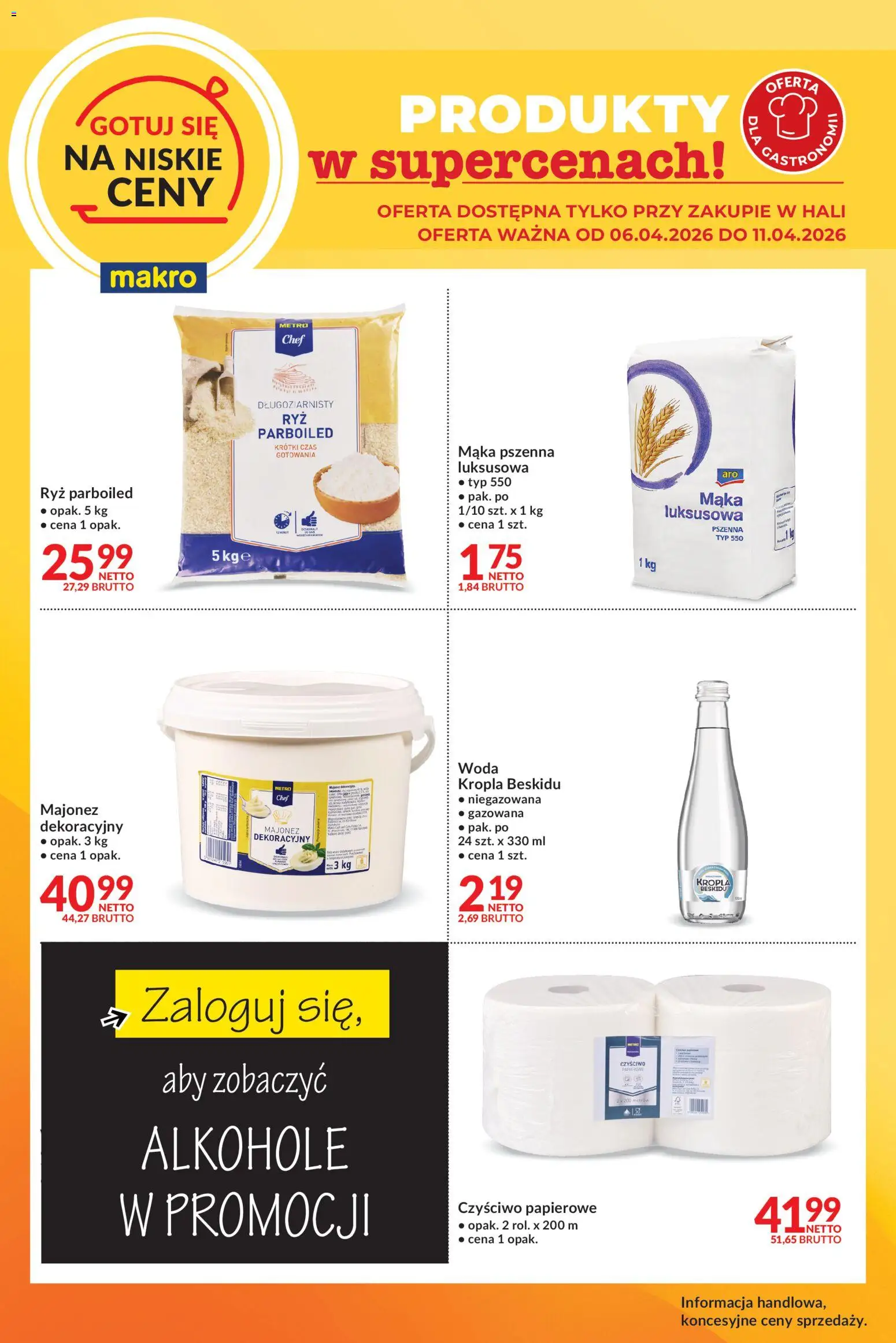 Makro gazetka - Gotuj się na niskie ceny od 06.04.2026 | Strona: 1 | Produkty: Ryż, Woda, Majonez
