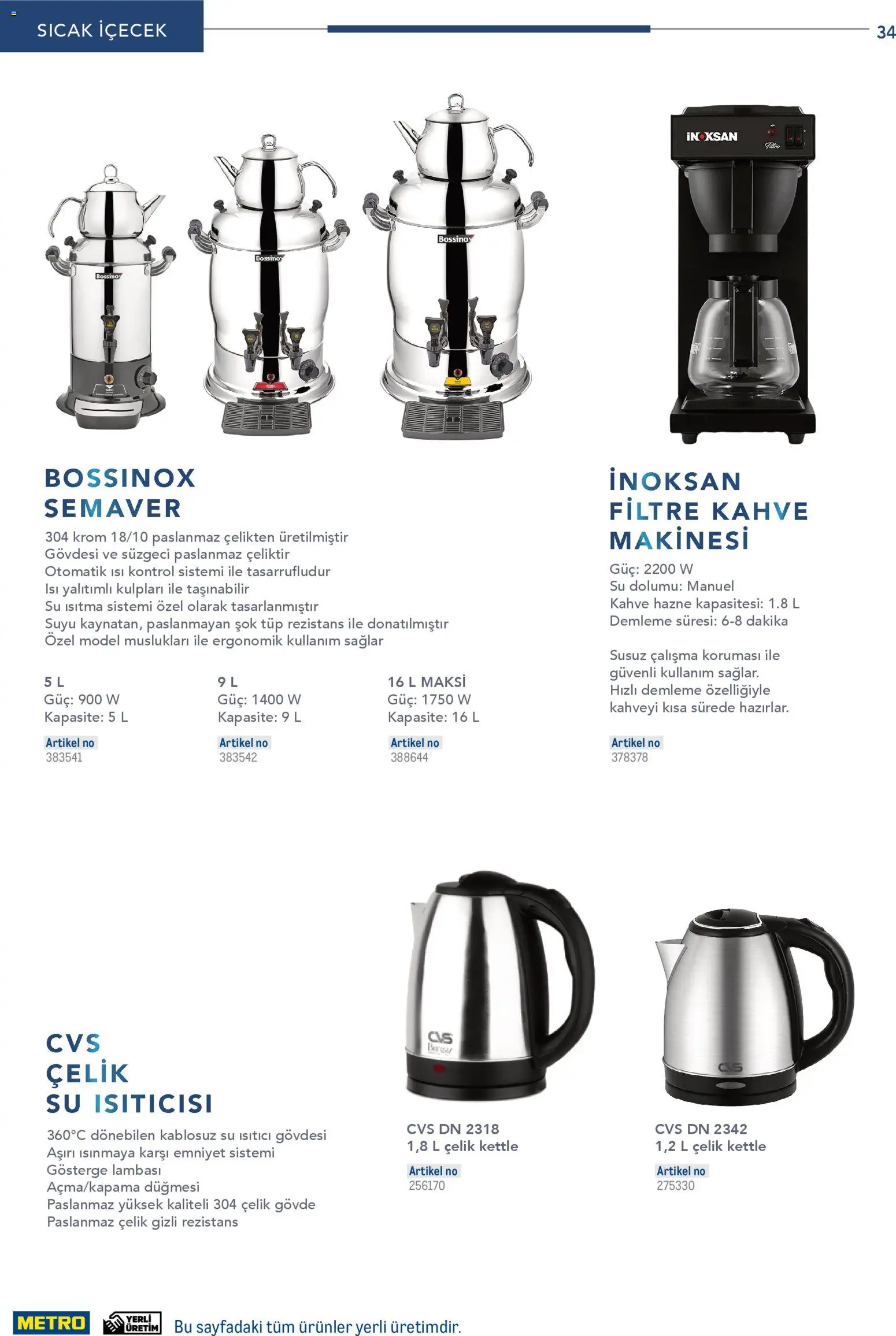 Metro - Profesyonel Çözümler - 26.12.2025 tarihinden itibaren geçerlidir | Sayfa: 34 | Ürünler: Su ısıtıcı, Kahve, Su, Su ısıtıcısı