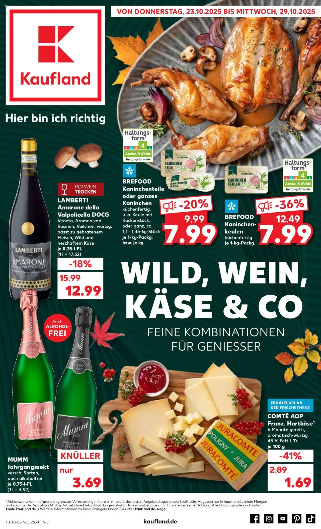 Kaufland prospekt Jena	 – gültig ab 23.10.2025 | Seite: 1 | Produkte: Jura, Käse, Kaninchen, Rotwein