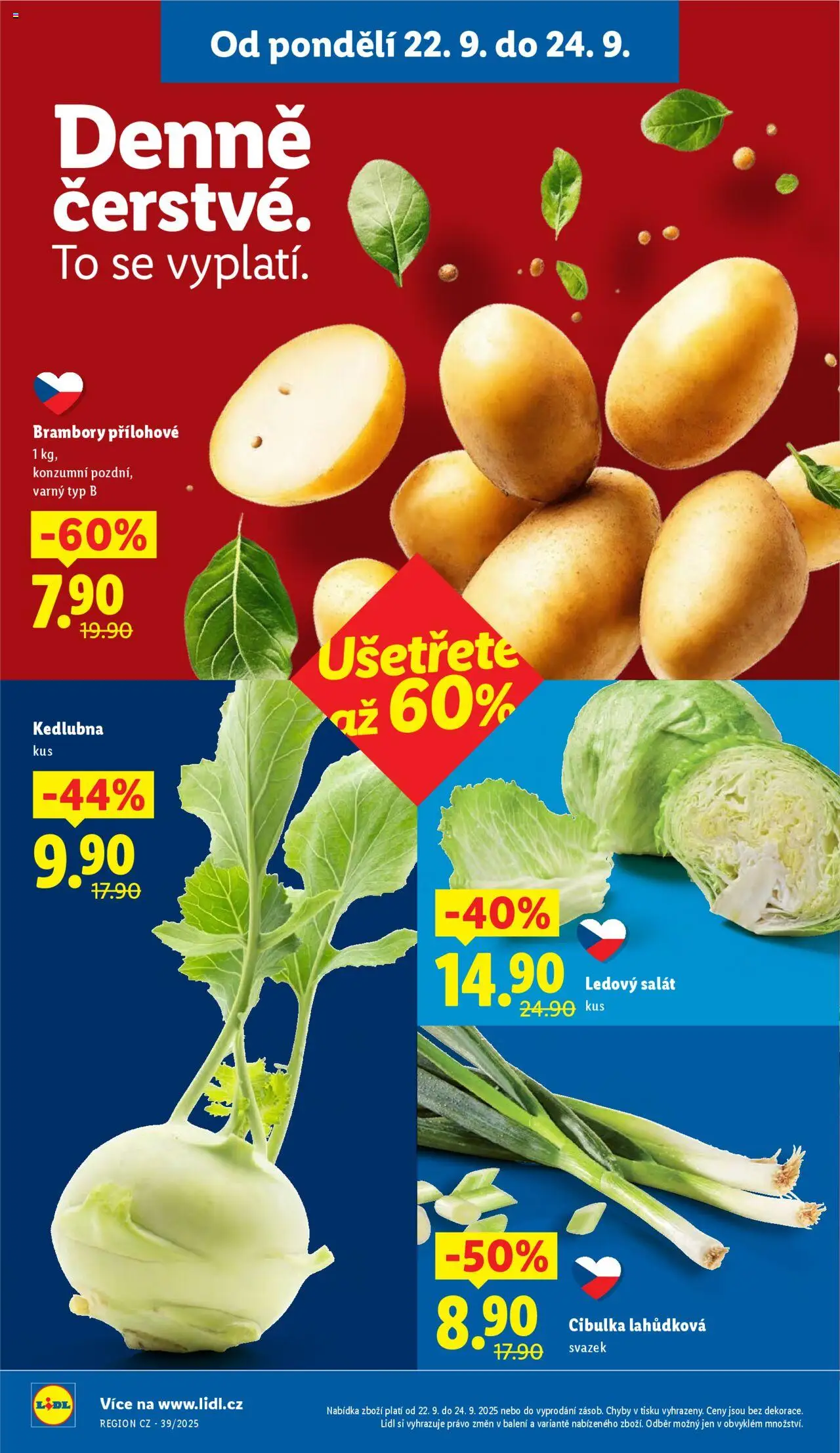 Lidl leták od 22.09.2025 | Strana: 12 | Produkty: Salát, Brambory, Kedlubna, Ledový salát